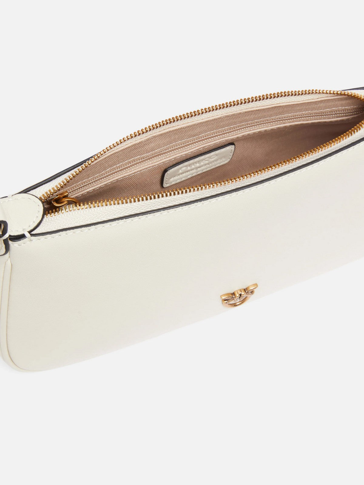 PINKO Borsa Donna HALF MOON HORIZONTAL MINI VITE 105069-A0QO Z14Q BIANCO SETA-ANTIQUE GOLD
