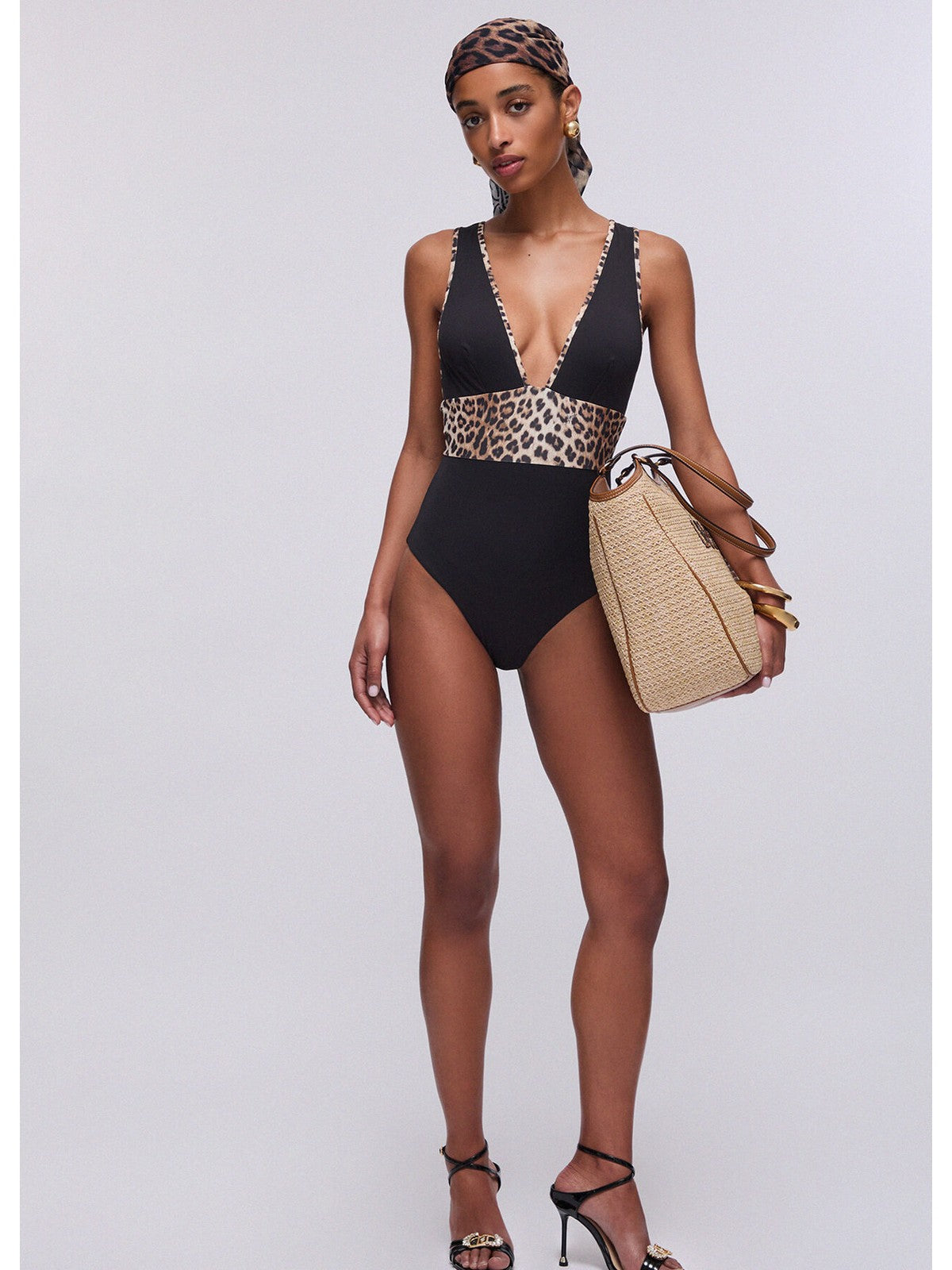 LIU JO BEACHWEAR Costume da bagno Donna  VA6008J6447 Y9908 Nero/animalier