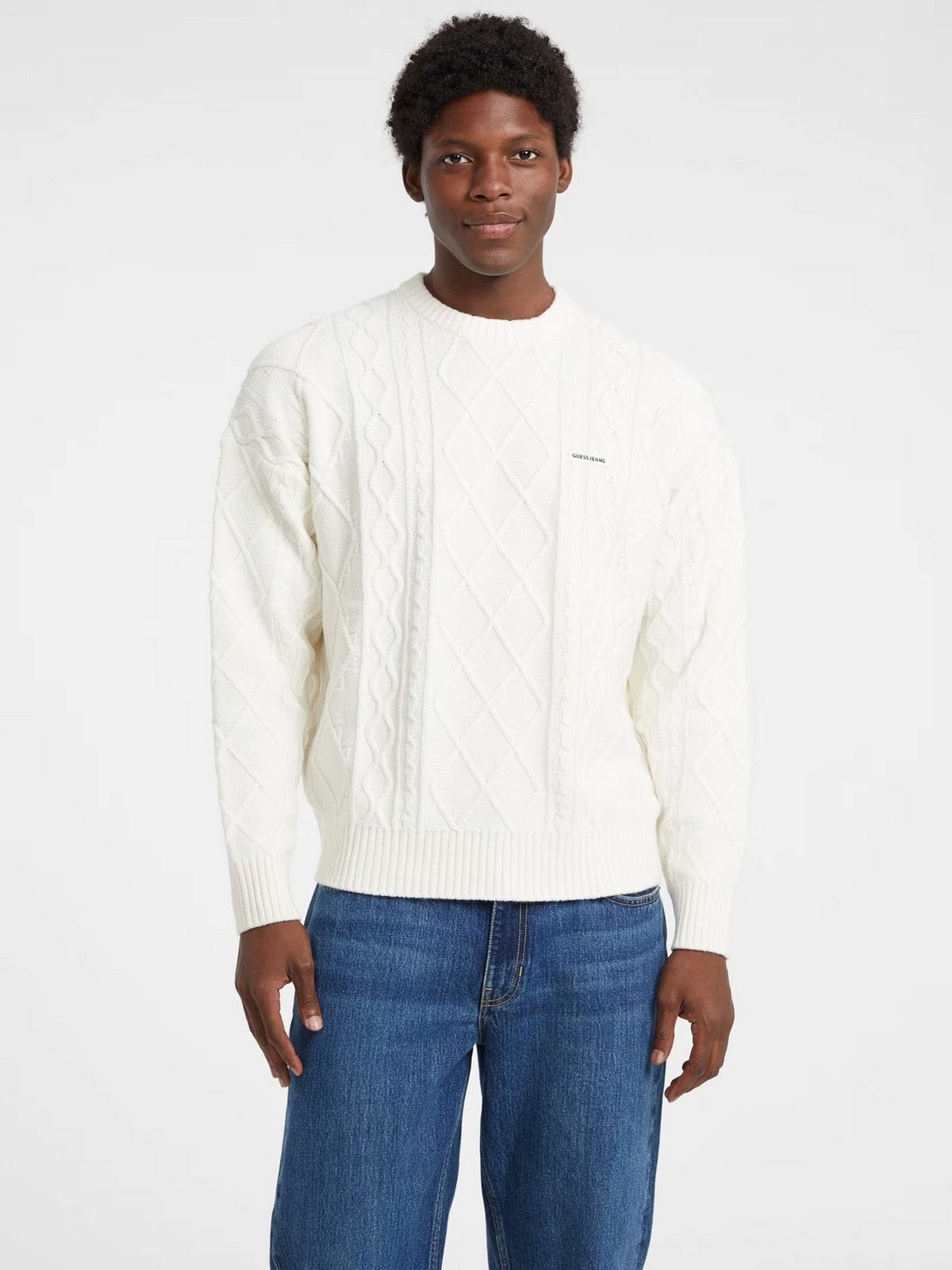 GUESS Maglione Uomo GJ LS CN CABLE SWTR M5BR04 Z0561 G293 WARM WHITE