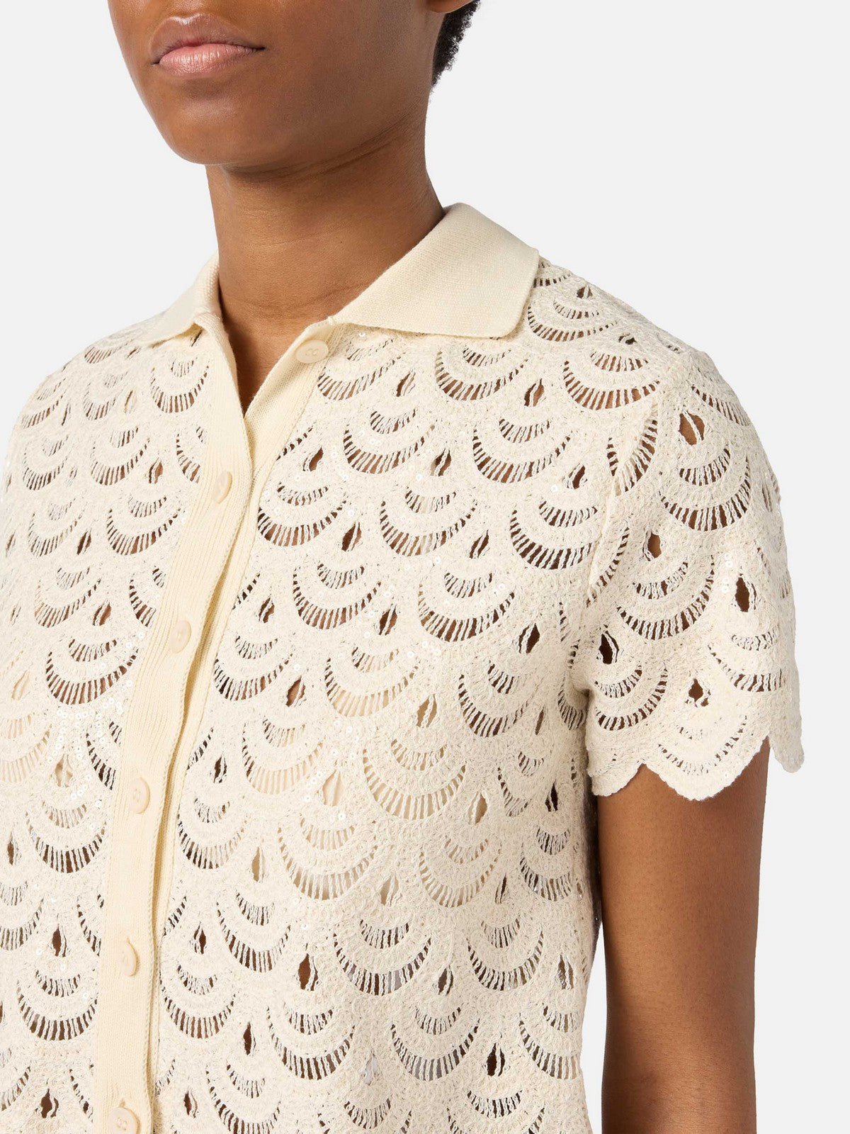 MC2 SAINT BARTH Polo Donna  MONET 01719L CROCHET SHELL PAILLETTES 10