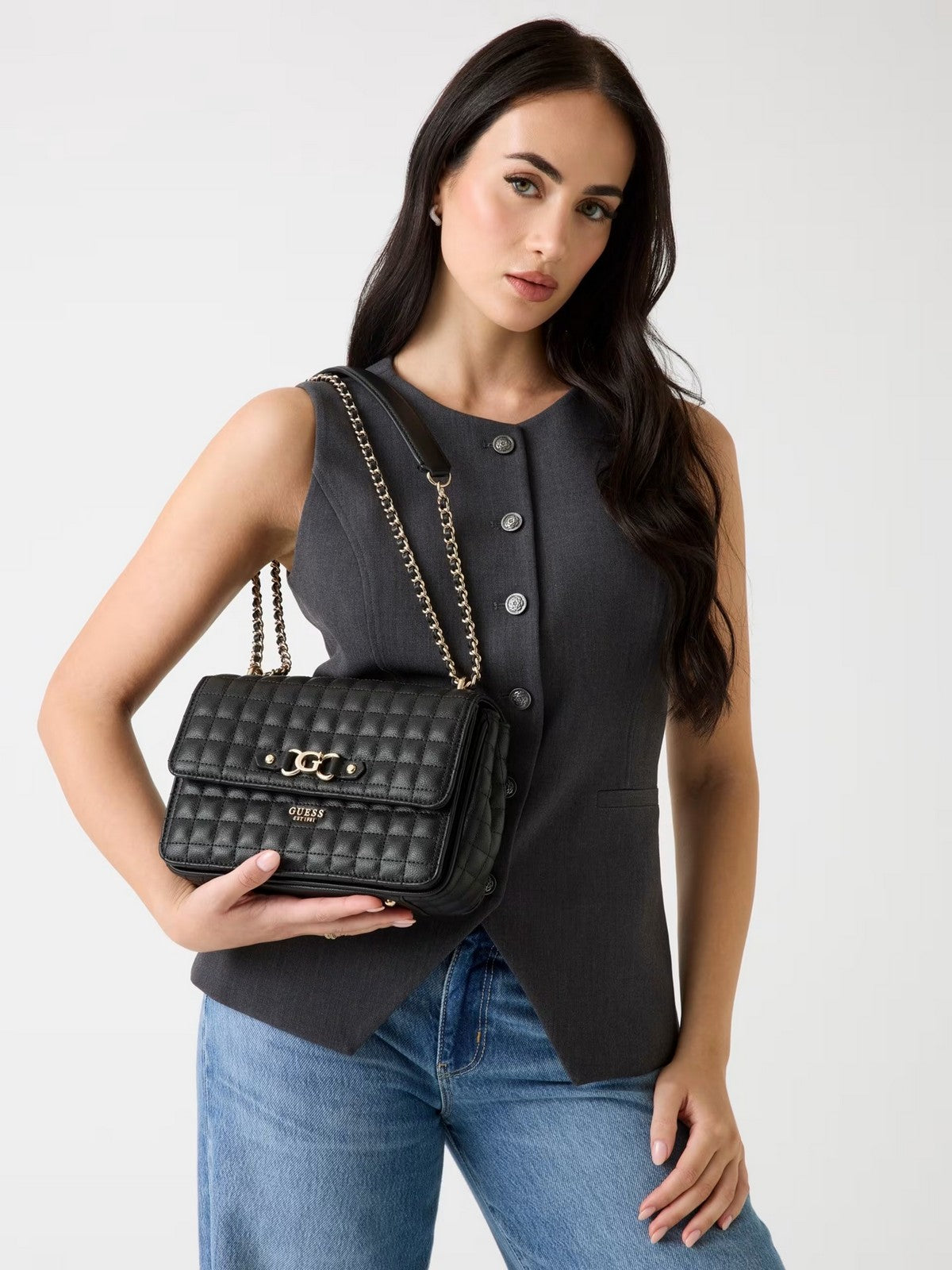 GUESS Borsa Donna NADIRA CONVERTIBLE XBODY FLAP HWQG84 24210 BLA BLACK