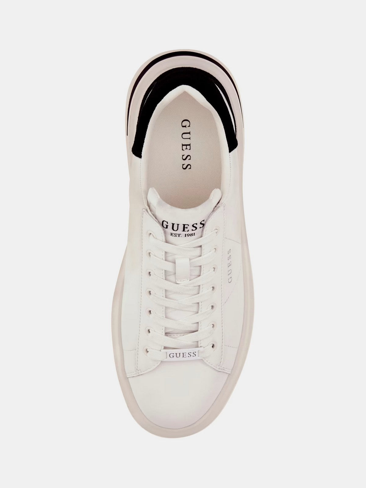 GUESS Sneaker Uomo ELBA FMFLBA LEA12 WHIBK WHITE BLACK