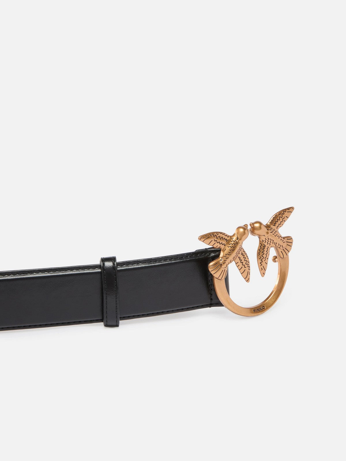 PINKO Cintura Donna LOVE BERRY H4 BELT.LOW VITELLO 100120-A31J ZL2Q NERO/CUOIO-ANTIQUE GOLD