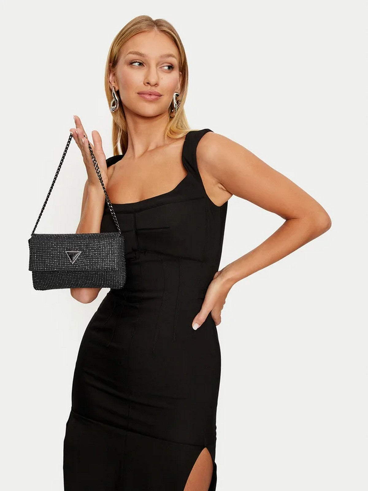 GUESS Borsa Donna Zalina Flap Clutch HWRB93 50700 BLA Nero gioboutiqueweb