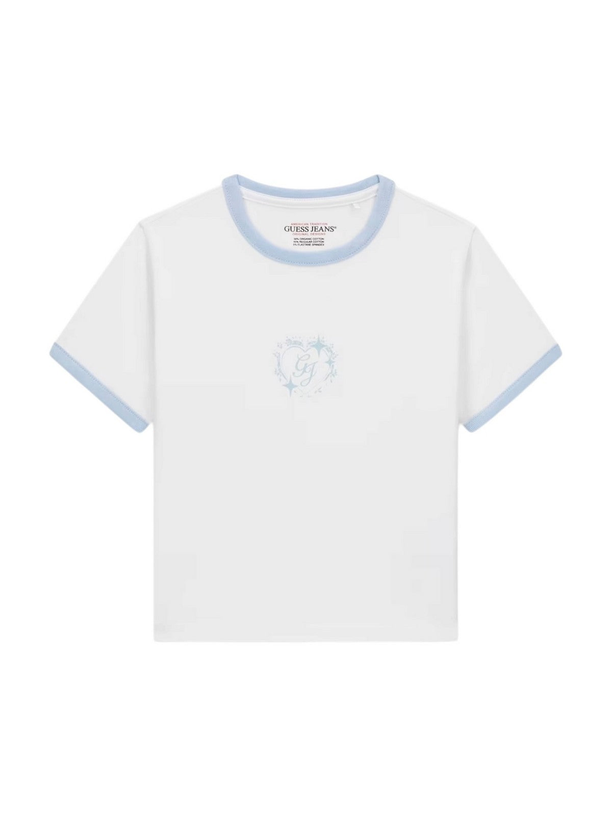 GUESS T-shirt Donna GJ SS CN BABY RINGER HEART TEE W6RI16 J1314 G011 PURE WHITE