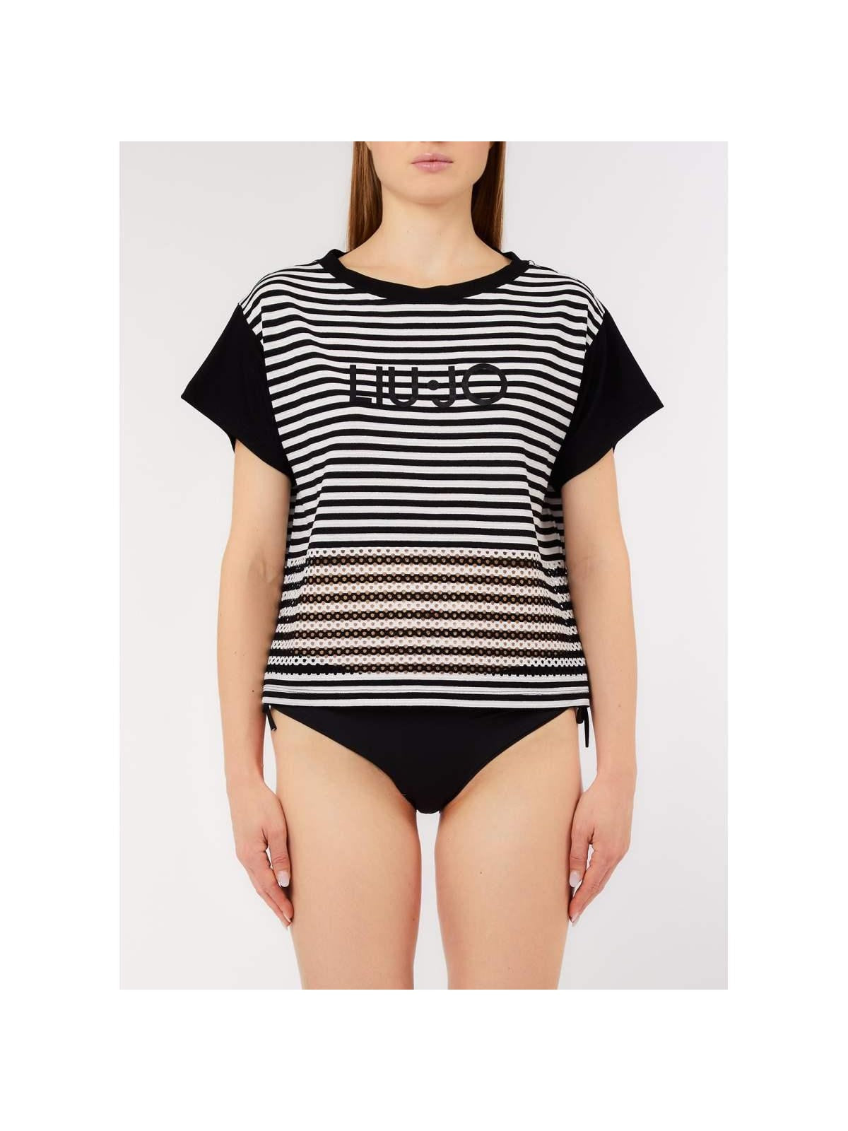 LIU JO BEACHWEAR T-shirt Donna  VA6039J3908 09096 NERO/BIANCO