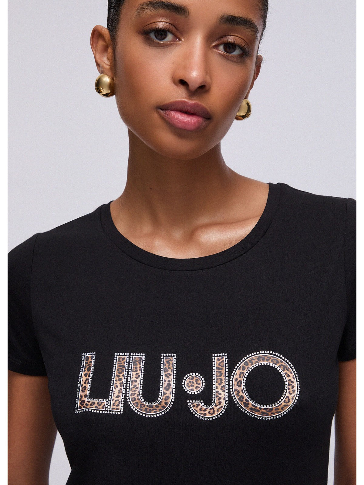 LIU JO BEACHWEAR T-shirt Donna  VA6169JS003 Y9908 Nero/animalier