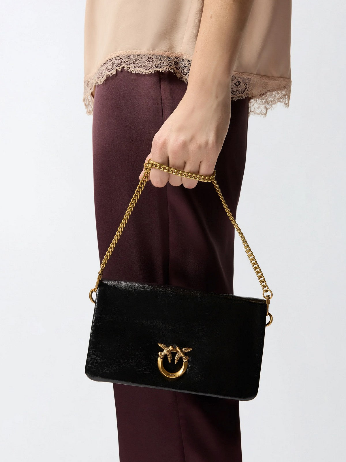 PINKO Borsa Donna CLICK SOFT HORIZONTAL MINI SHI 106023-A315 Z99Q NERO-ANTIQUE GOLD