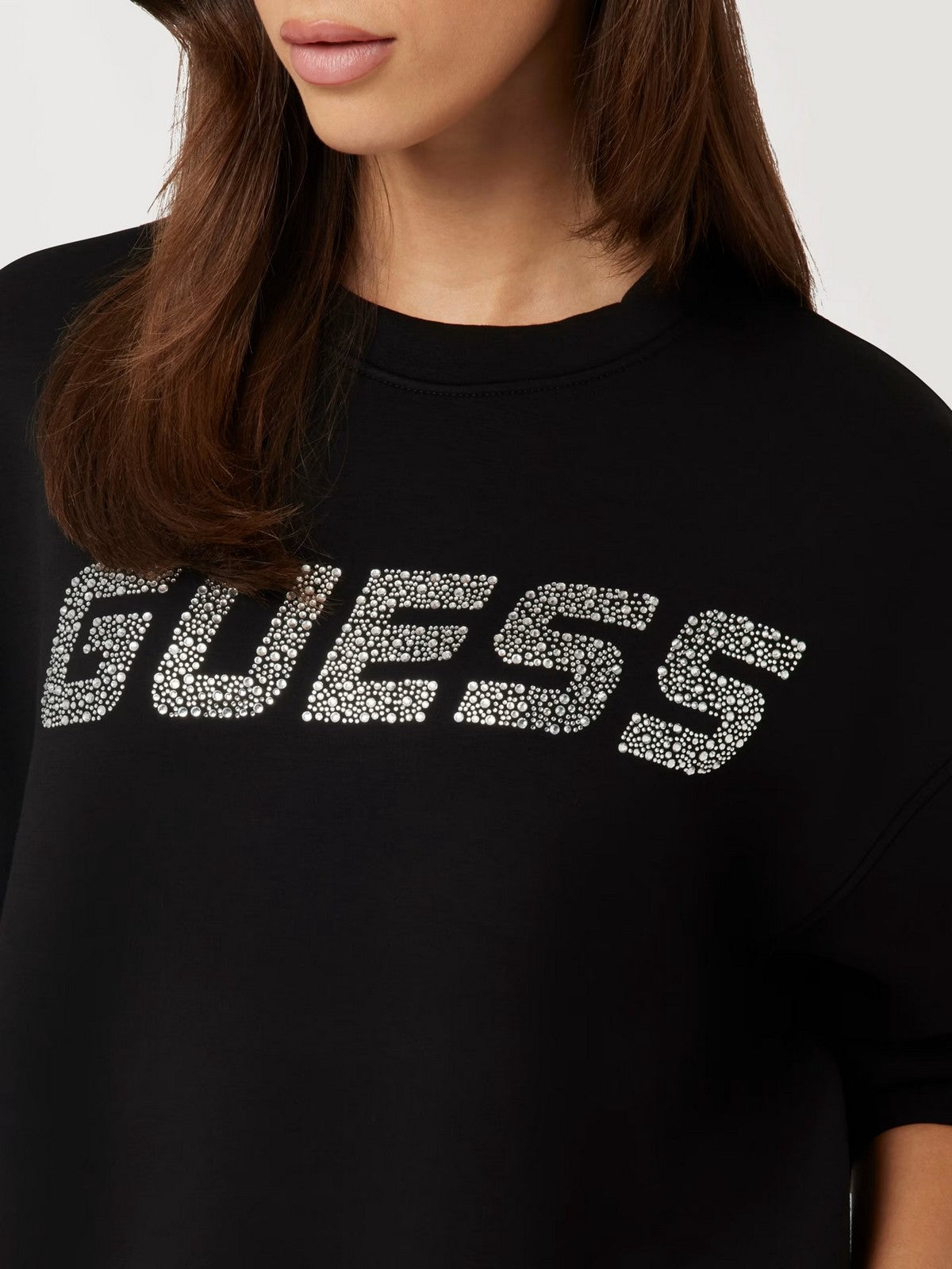 GUESS Felpa Donna CECILIA CN SWEATSHIRT V4BQ15 K7UW2 JBLK Nero gioboutiqueweb