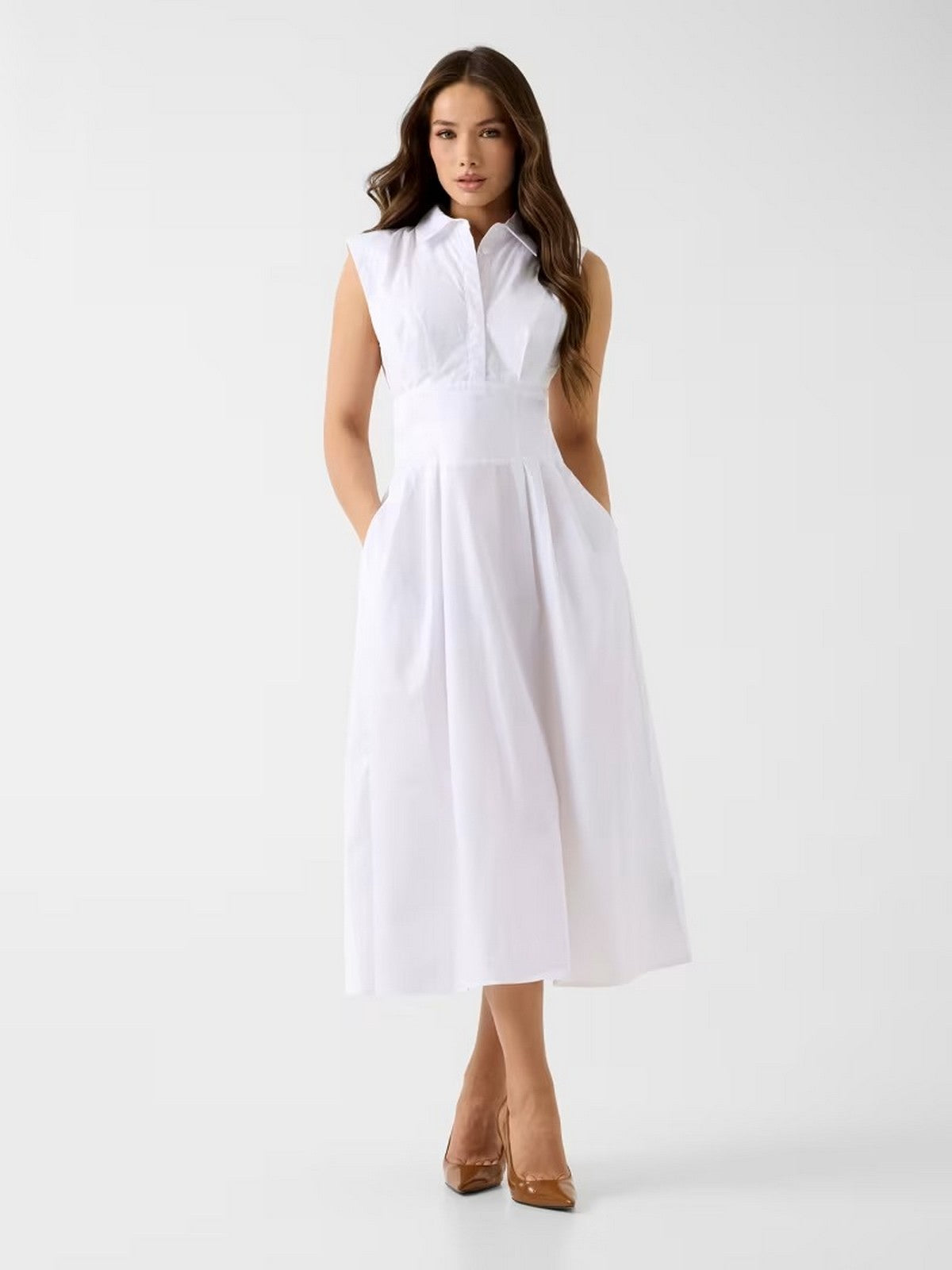 GUESS Abito Donna SL CHERRY DRESS W6GKA0 W2353 G011 PURE WHITE