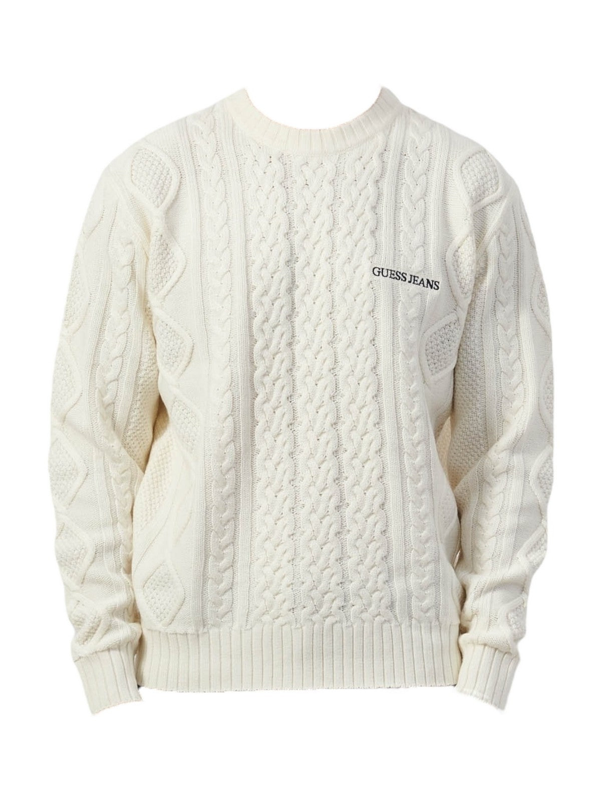 GUESS Maglione Uomo GJ LS CN CABLE SWTR M4BR34 Z3HN2 G293 Bianco