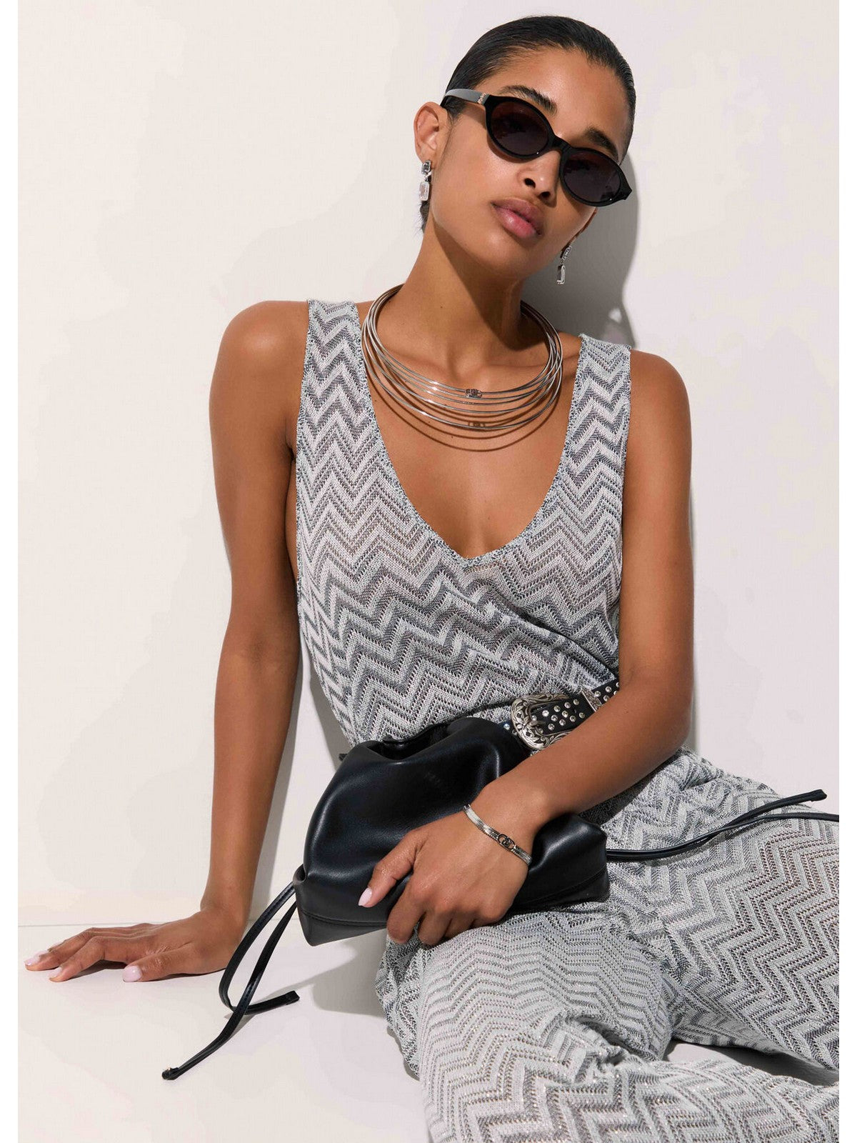 LIU JO BEACHWEAR Canotta Donna  VA6175J3878 C3887 Nero/silver lux