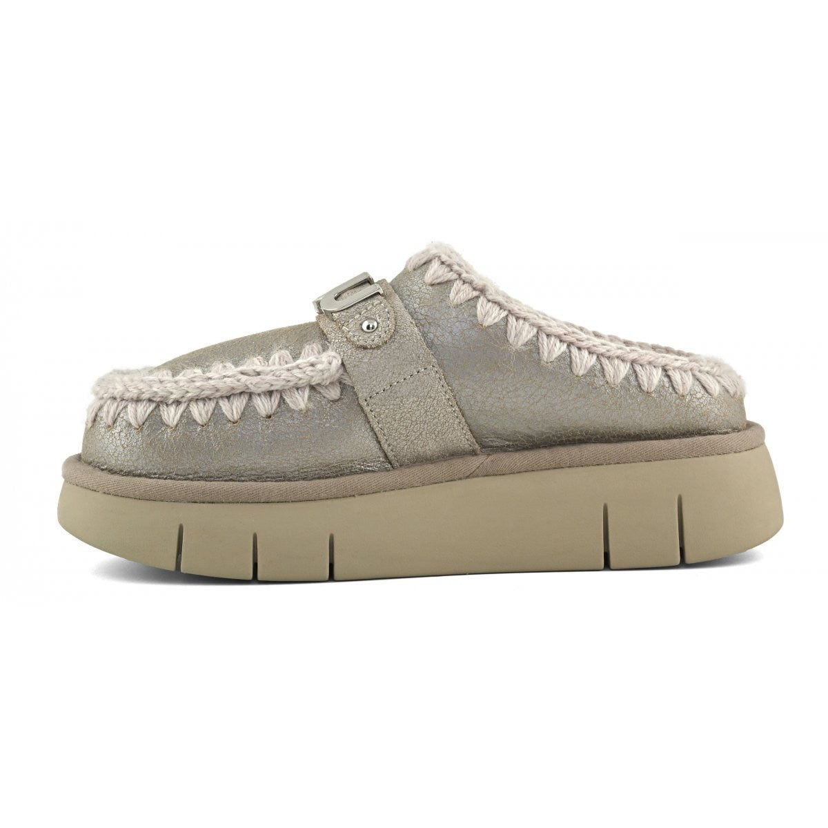MOU Ciabatta Donna Bounce clog special leather - MU.FW531001B STME Stone Metalic