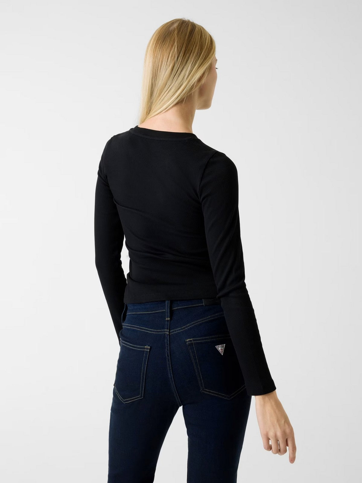 GUESS T-shirt Donna GJ LS CN EMBRO SLIM TEE W6RP22 KA0H1 JBLK Jet Black A996