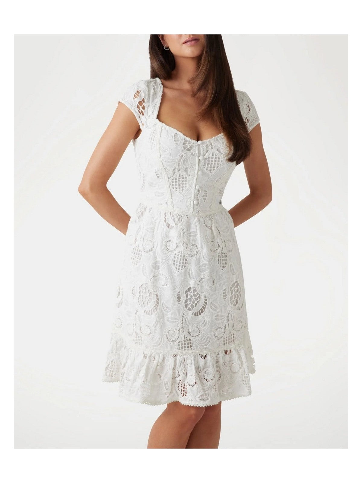 GUESS Abito Donna DOMITILLA EMBRO DRESS W5GK50 WH521 G011 PURE WHITE gioboutiqueweb