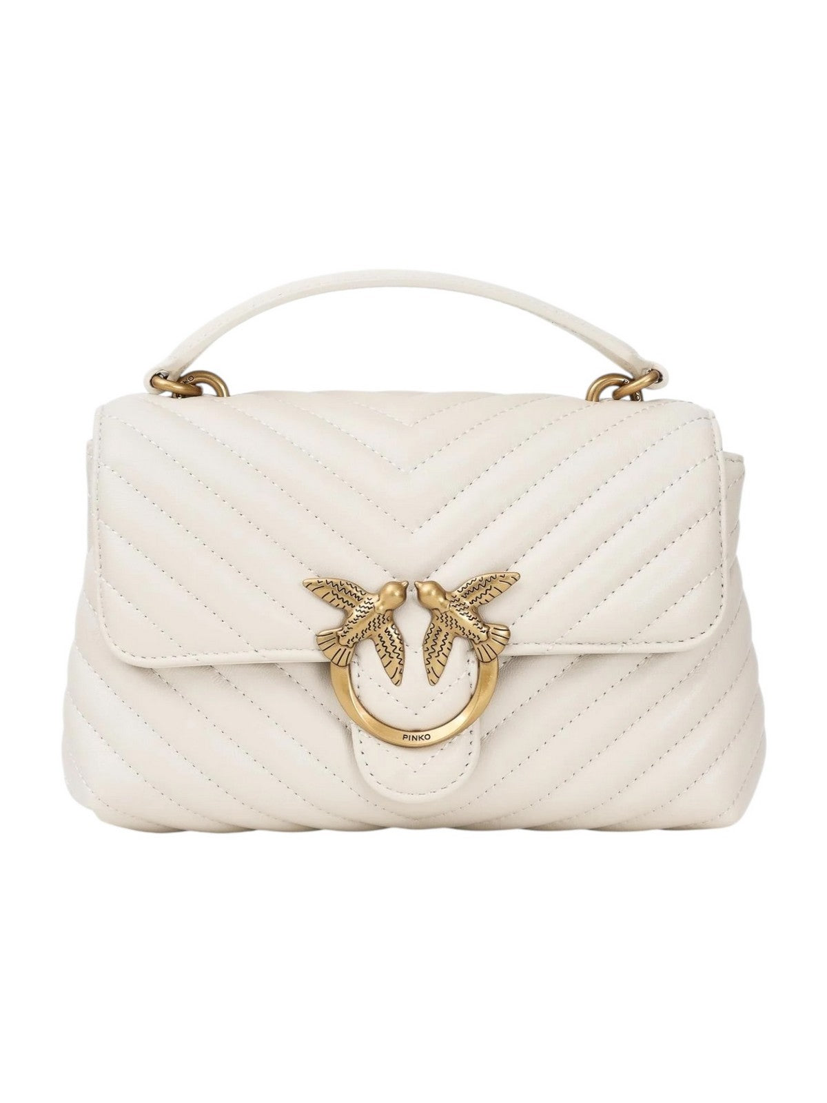 PINKO Borsa Donna LOVE LADY PUFF MINI CL SHEEP N 100044-A0GK Z14Q BIANCO SETA-ANTIQUE GOLD