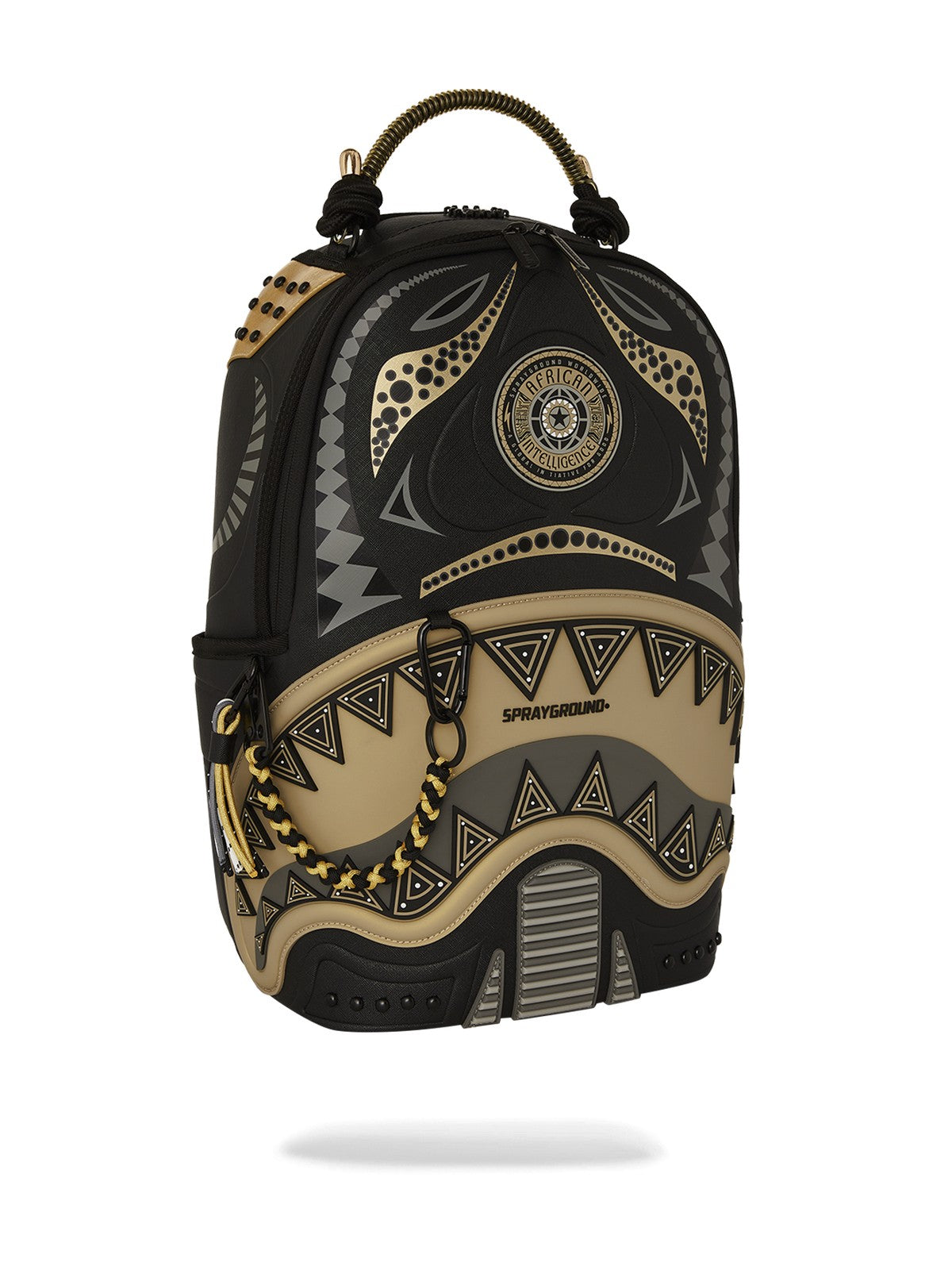SPRAYGROUND Zaino Uomo AI WONDERLAND GOLD AND BLACK BACKPACK 910B7761NSZ Nero gioboutiqueweb