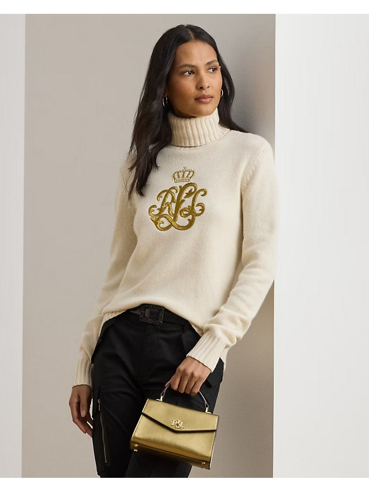 Lauren Ralph Lauren Maglione Dolcevita Woman Kexley-Long Sleeve-Pullover 200979687 002 Mascarpone Cream