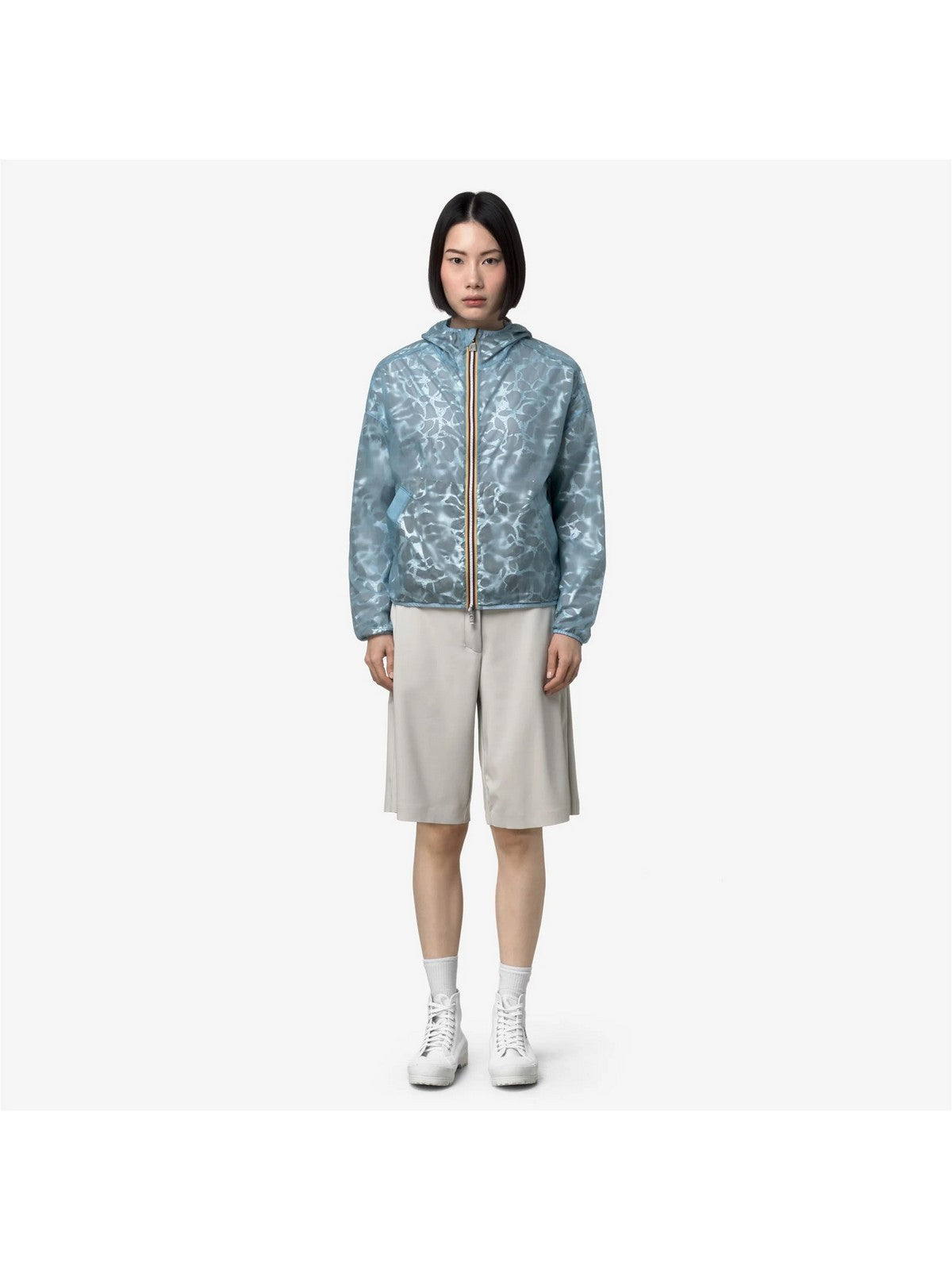 K-WAY Giubbino Donna LAURETTE SUPER LIGHT LAMI DOUB K7137JW C0R Beige-Blue Laminated