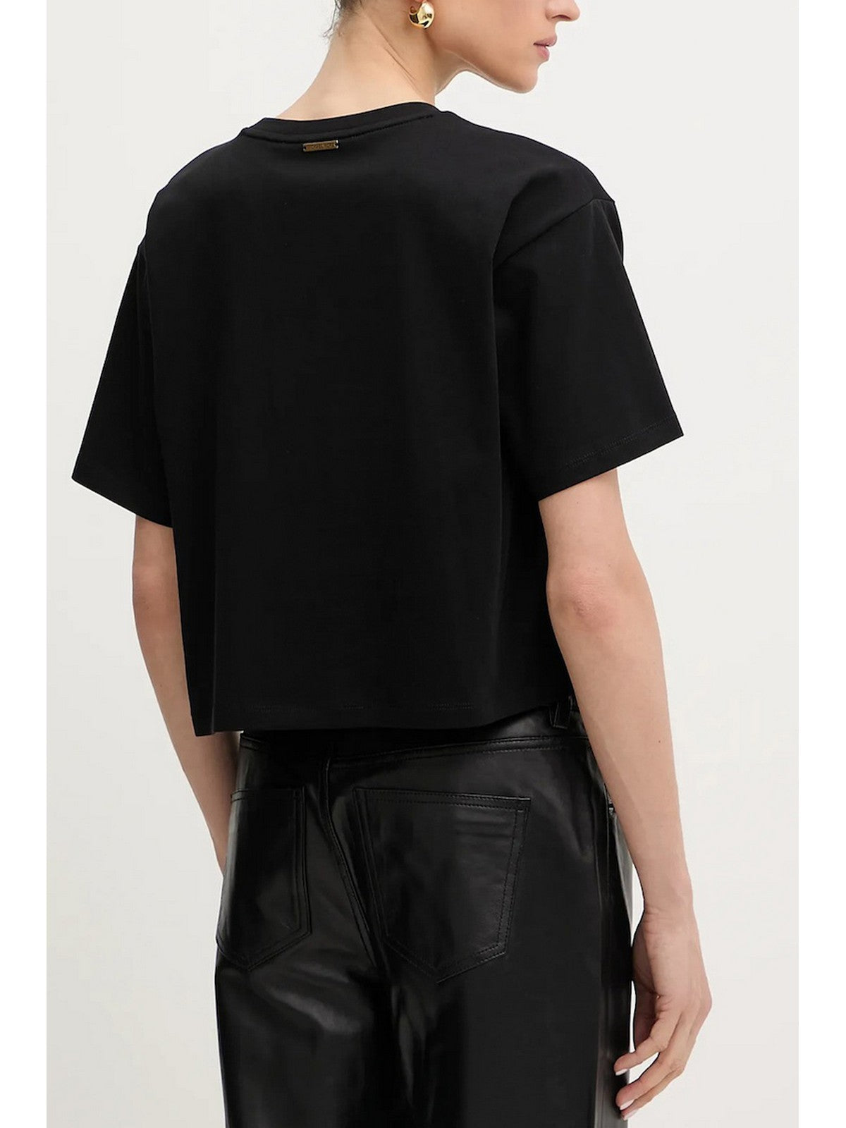 MICHAEL KORS T-shirt Donna CROP MICHAEL KORS TEE MT551VJ2ZU 001 BLACK gioboutiqueweb