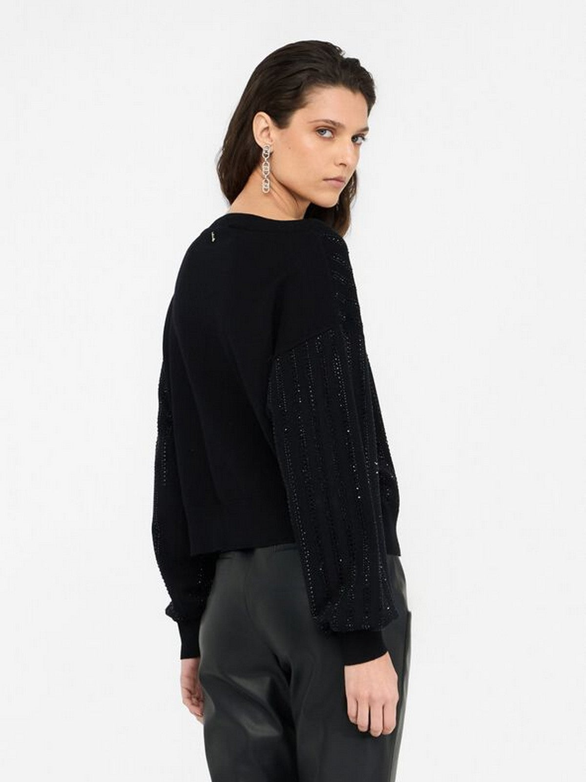 LIU JO BLACK Maglione Donna  CF5271MA96E M9798 Nero/rows strass