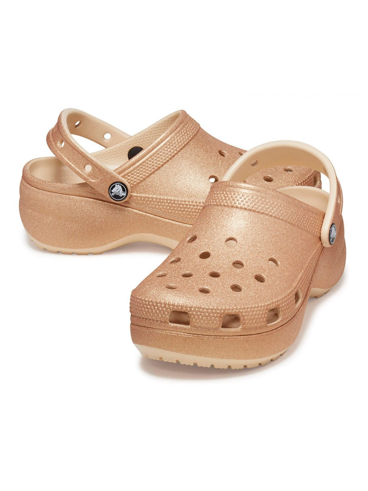 Crocs ciabatta femme plate-forme classique paillette CLG W 207241 2DS beige