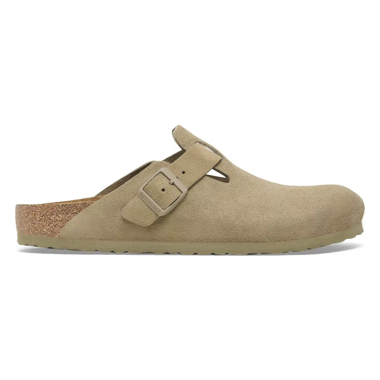 BIRKENSTOCK Sandalo Unisex adulto Boston faded khaki, Suede Leather 1025844 KHAKI gioboutiqueweb