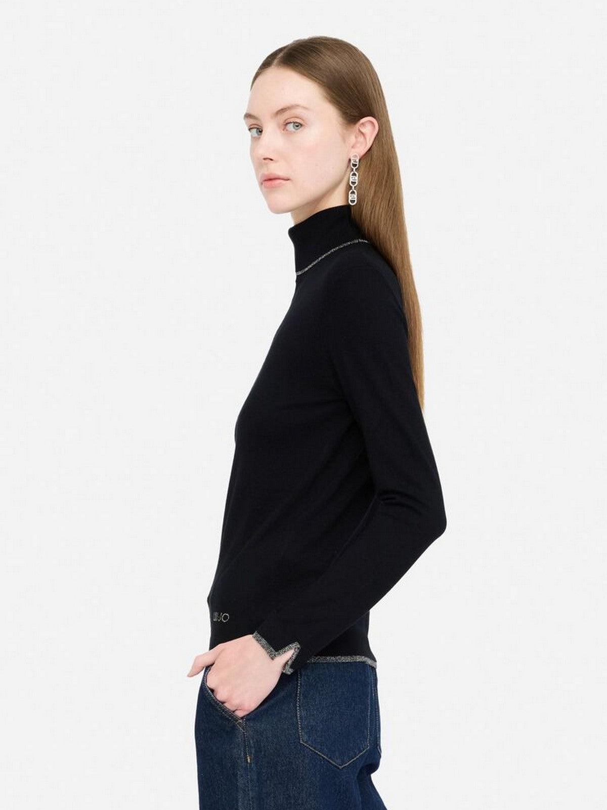 LIU JO WHITE Maglione dolcevita Donna  MF5229MS49I 22222 Nero