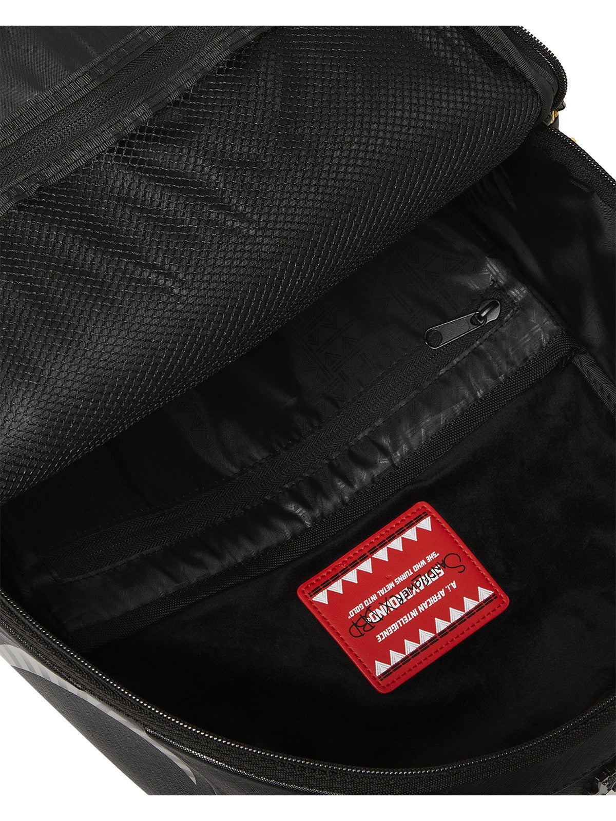 SPRAYGROUND Zaino Uomo AI WONDERLAND GOLD AND BLACK BACKPACK 910B7761NSZ Nero gioboutiqueweb
