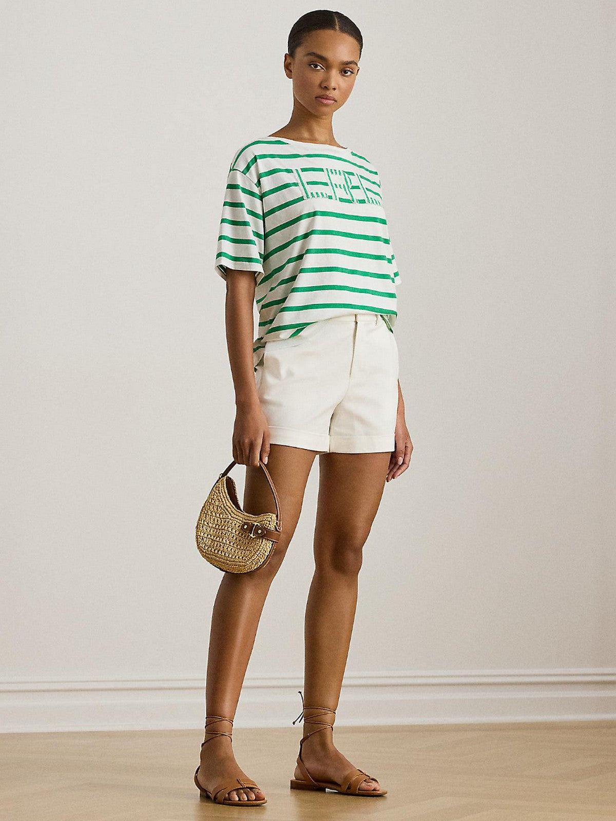 LAUREN RALPH LAUREN T-shirt Donna VAUDEN-SHORT SLEEVE-T-SHIRT 200P03752 001 WHITE/STEM