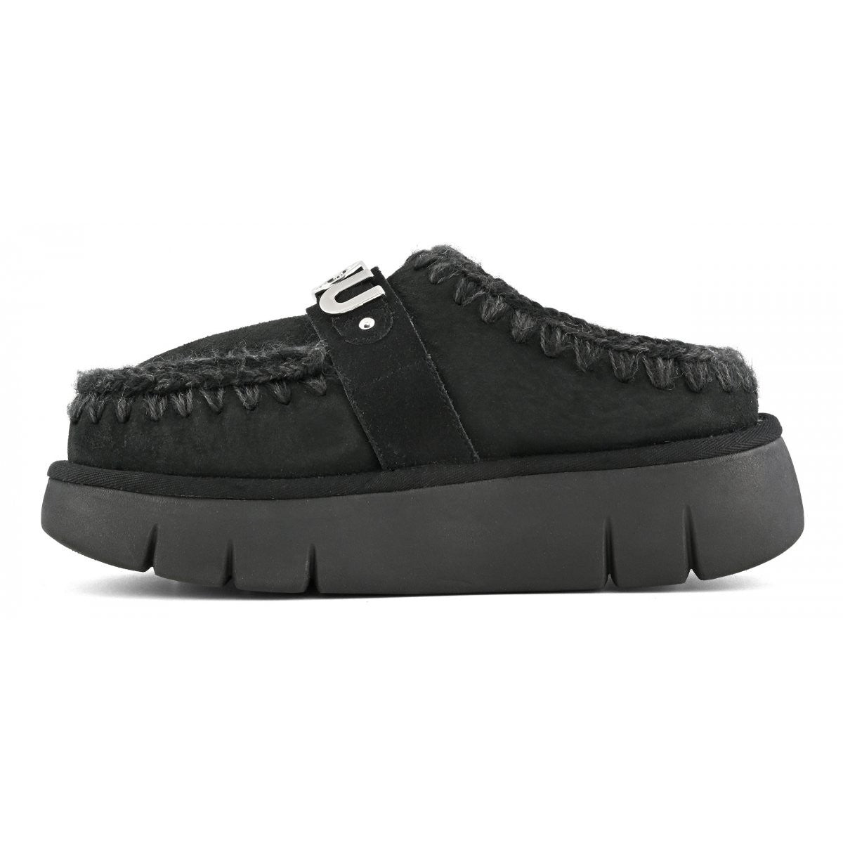 MOU Ciabatta Donna Bounce clog metal logo MU.FW531001A BKBK BLACK