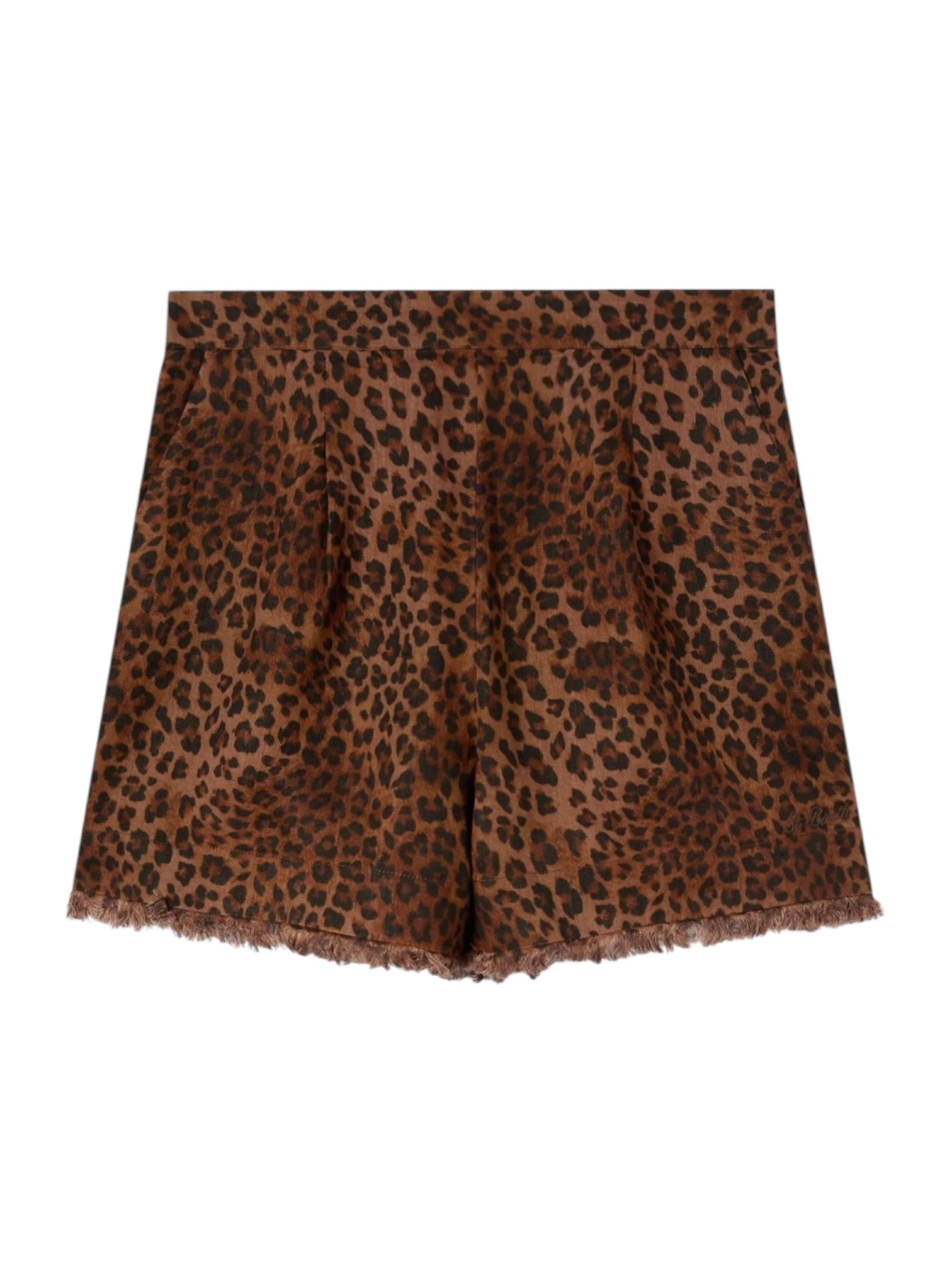 MC2 SAINT BARTH Pantaloncino Donna  AMANI 07842L LINEN SAND LEOPARD 19 FRINGE