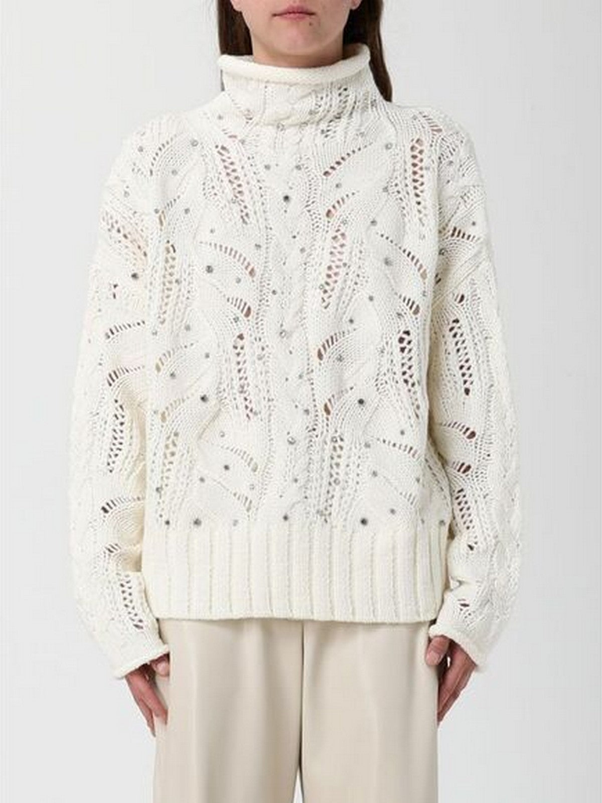 LIU JO WHITE Maglione dolcevita Donna  MF5451MA37R 10701 BIANCO LANA