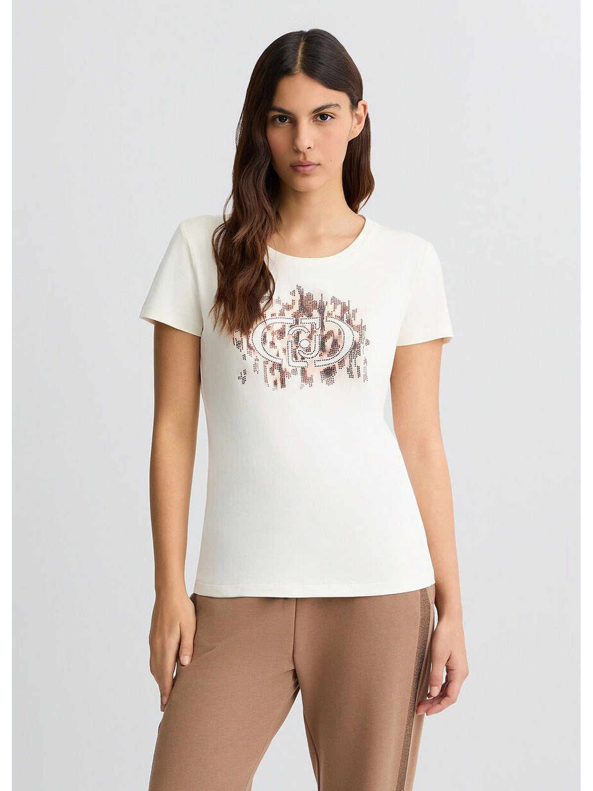 LIU JO SPORT T-shirt Donna  TA5173JS003 M9514 Wh.milk/macula moro gioboutiqueweb