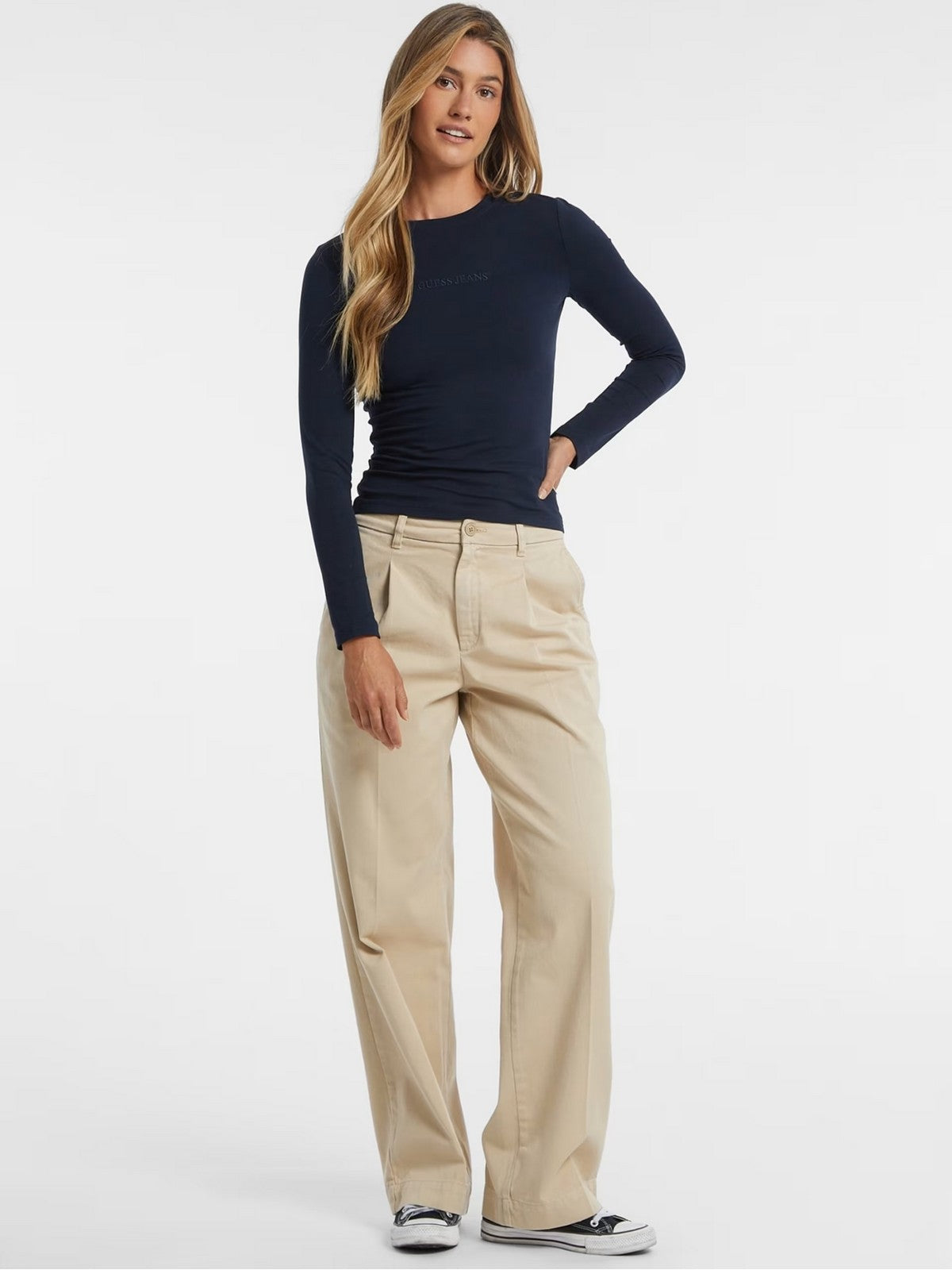 GUESS T-shirt Donna GJ LS CN SLIM LOGO EMB TEE W4YI22 J1314 A71W DARING OCEAN