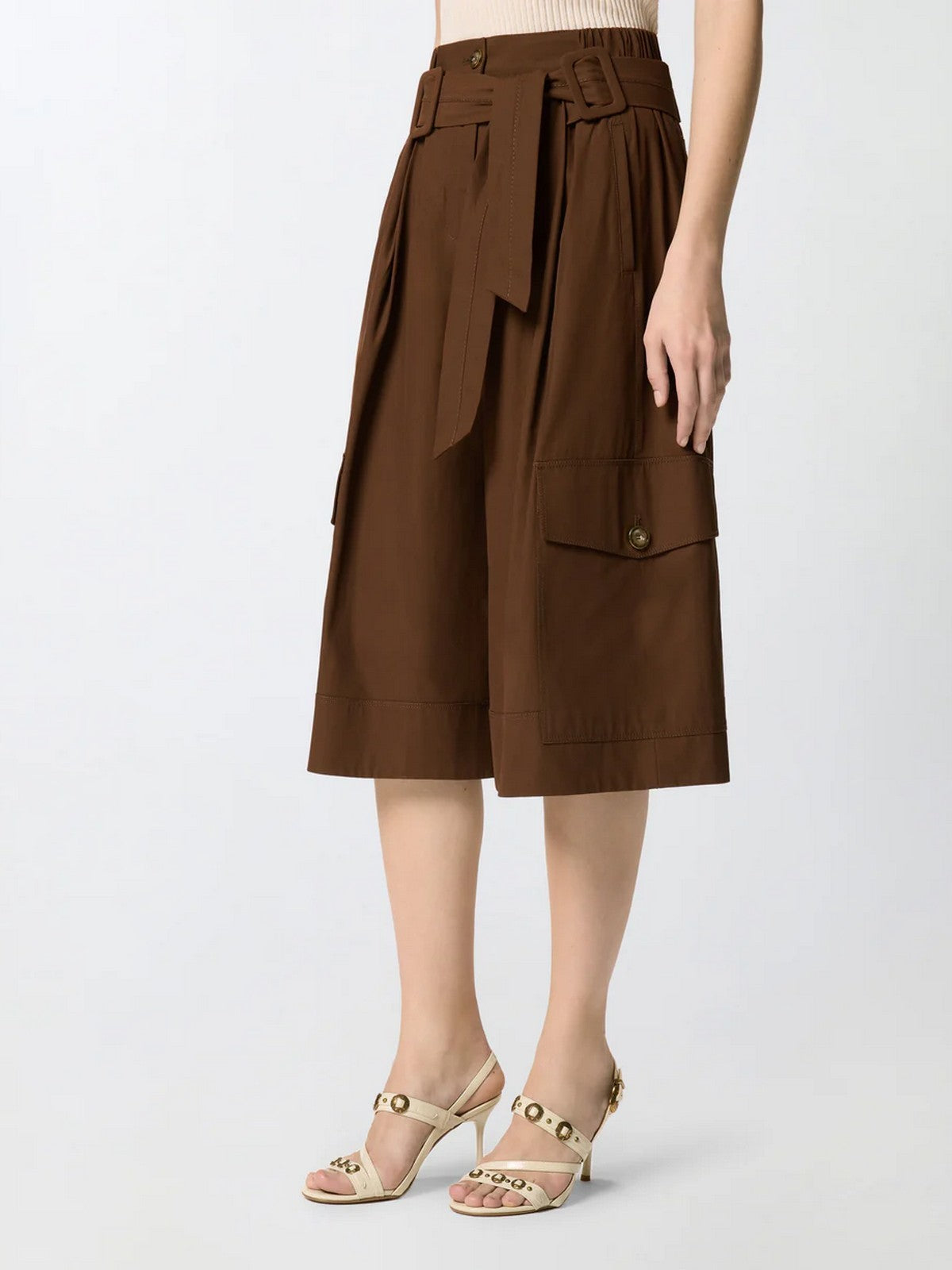 PINKO Bermuda Donna PATRICIA BERMUDA COTONE FLUIDO 106152-A2ER L78 MARRONE TERRA X PIANTE