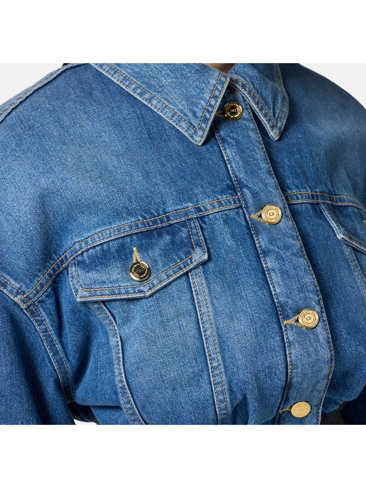 ELISABETTA FRANCHI Giubbino Donna  BJ40N56E2 EI1 BLUE DENIM/NERO gioboutiqueweb