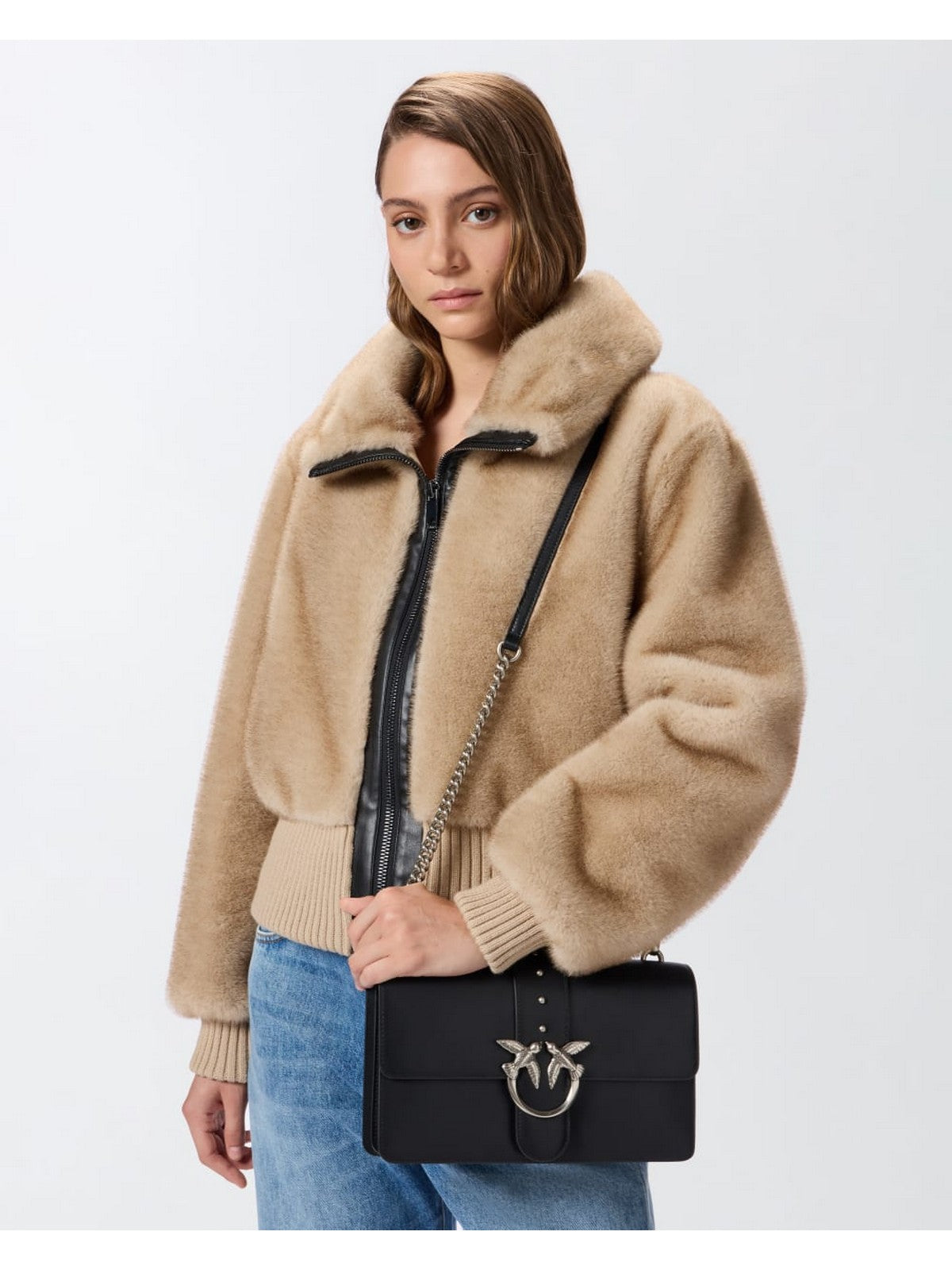 PINKO Borsa Donna LOVE ONE CLASSIC ST. CL 105857-A0F1 Z99O NERO-OLD SILVER