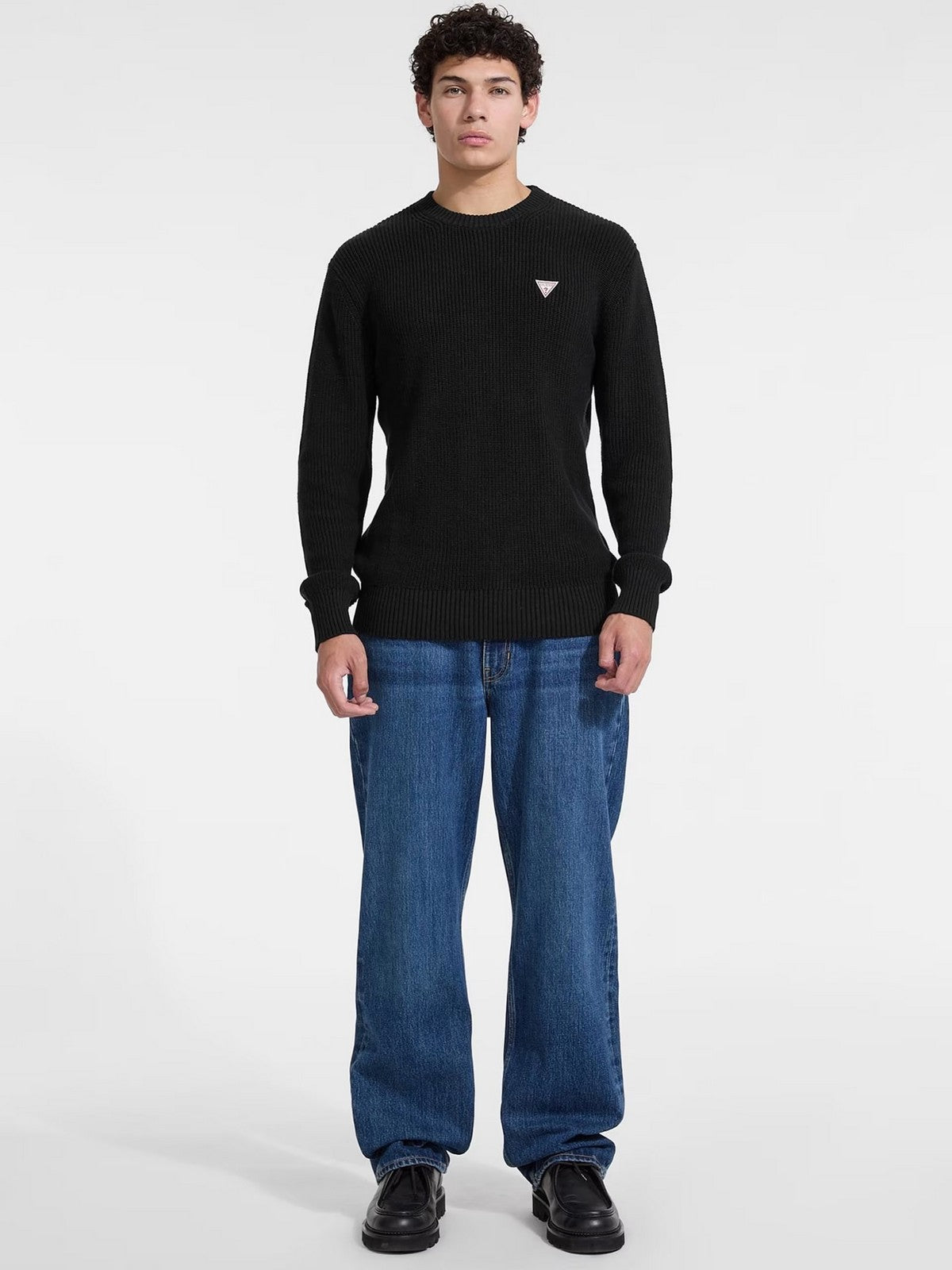 GUESS Maglione Uomo GJ LS CN MINI TRIANGLE SWTR M4BR30 Z3HM1 JBLK Jet Black A996