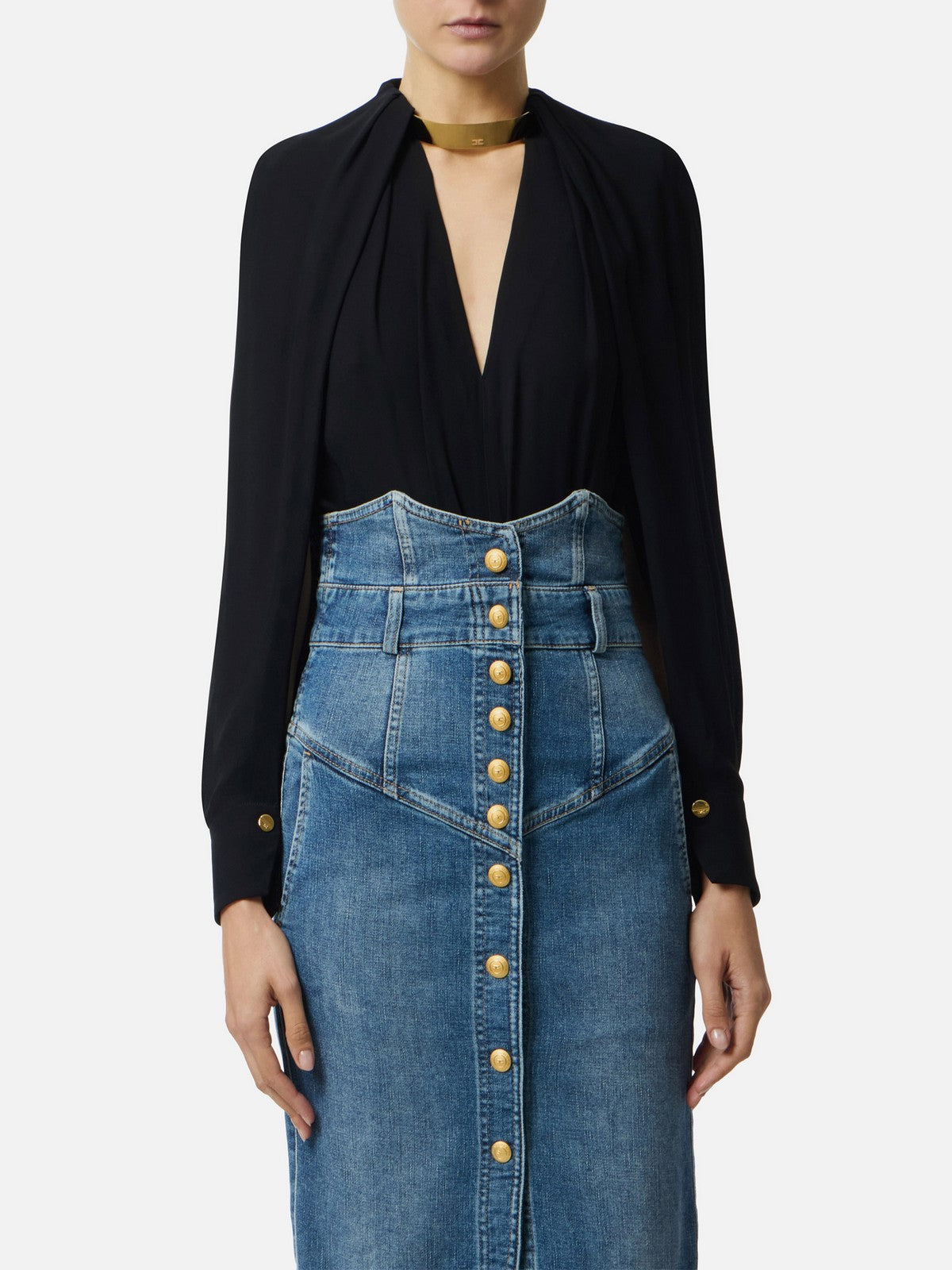 ELISABETTA FRANCHI Camicia Donna  CA12961E2 110 Nero