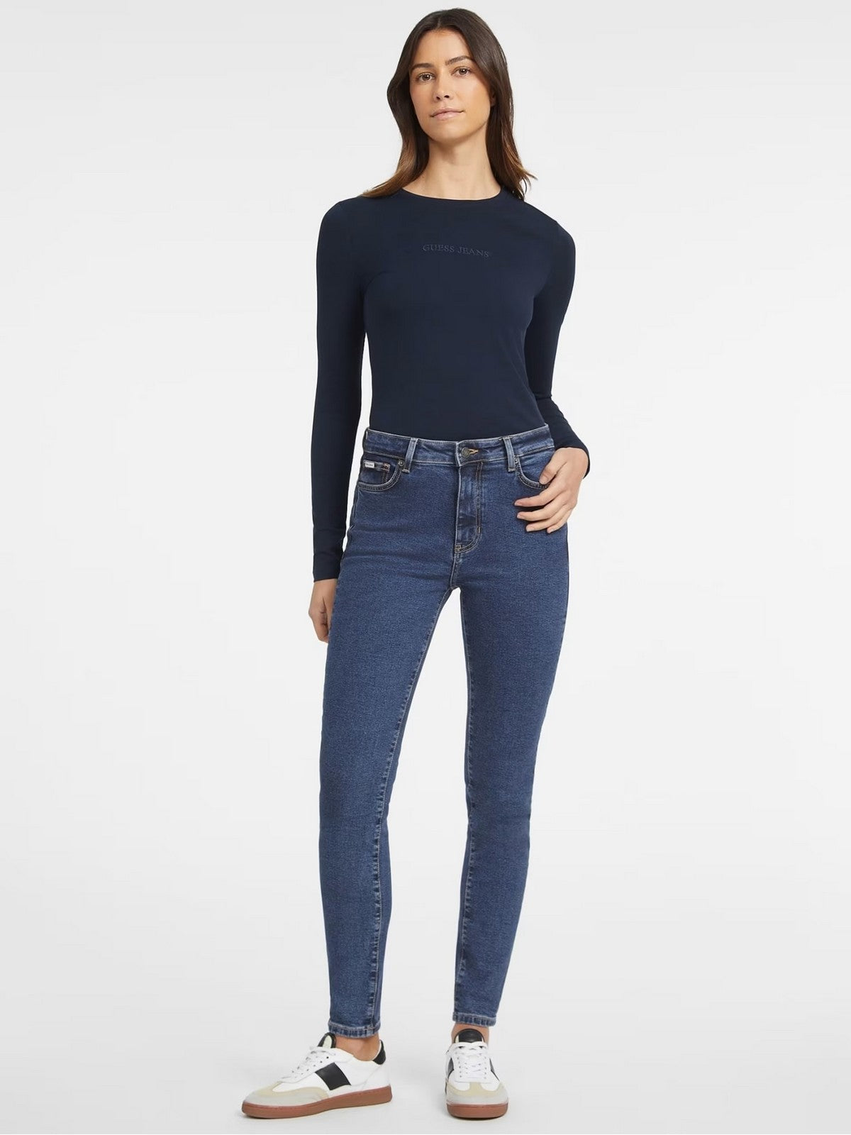 GUESS T-shirt Donna GJ LS CN SLIM LOGO EMB TEE W4YI22 J1314 A71W DARING OCEAN