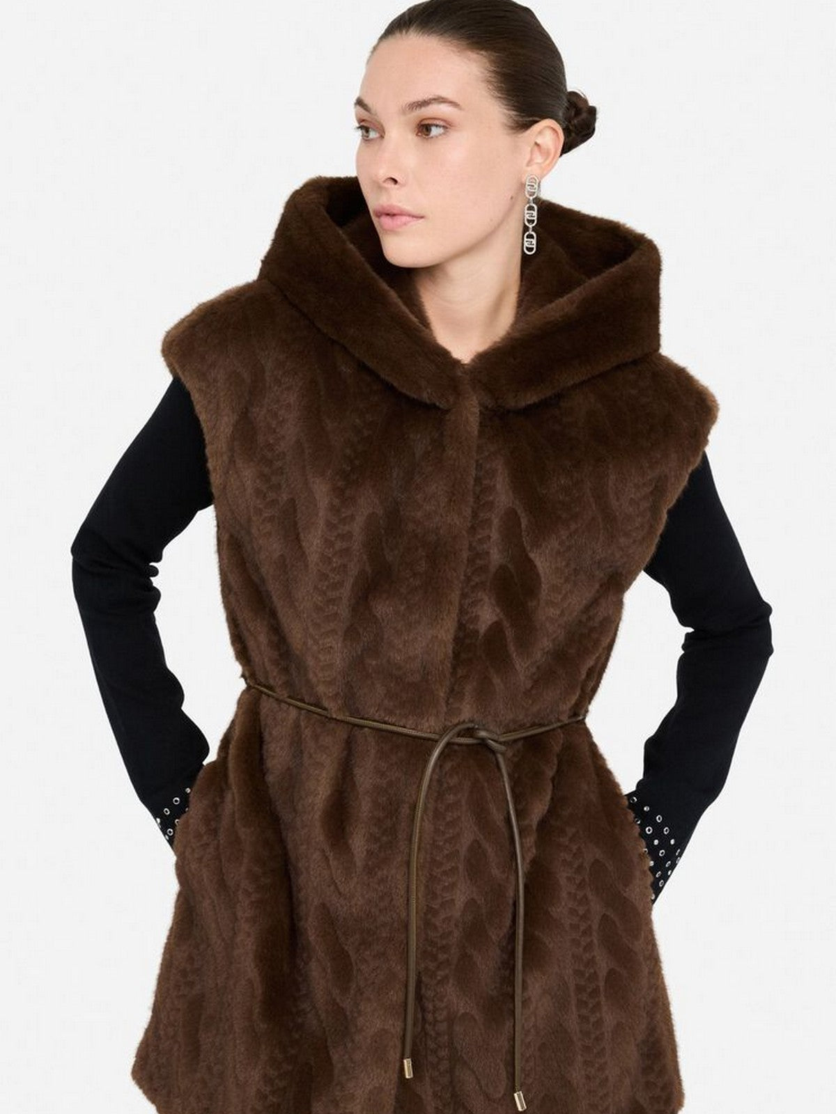 LIU JO WHITE Gilet Donna  MF5364E1044 90915 CIOCCOLATO