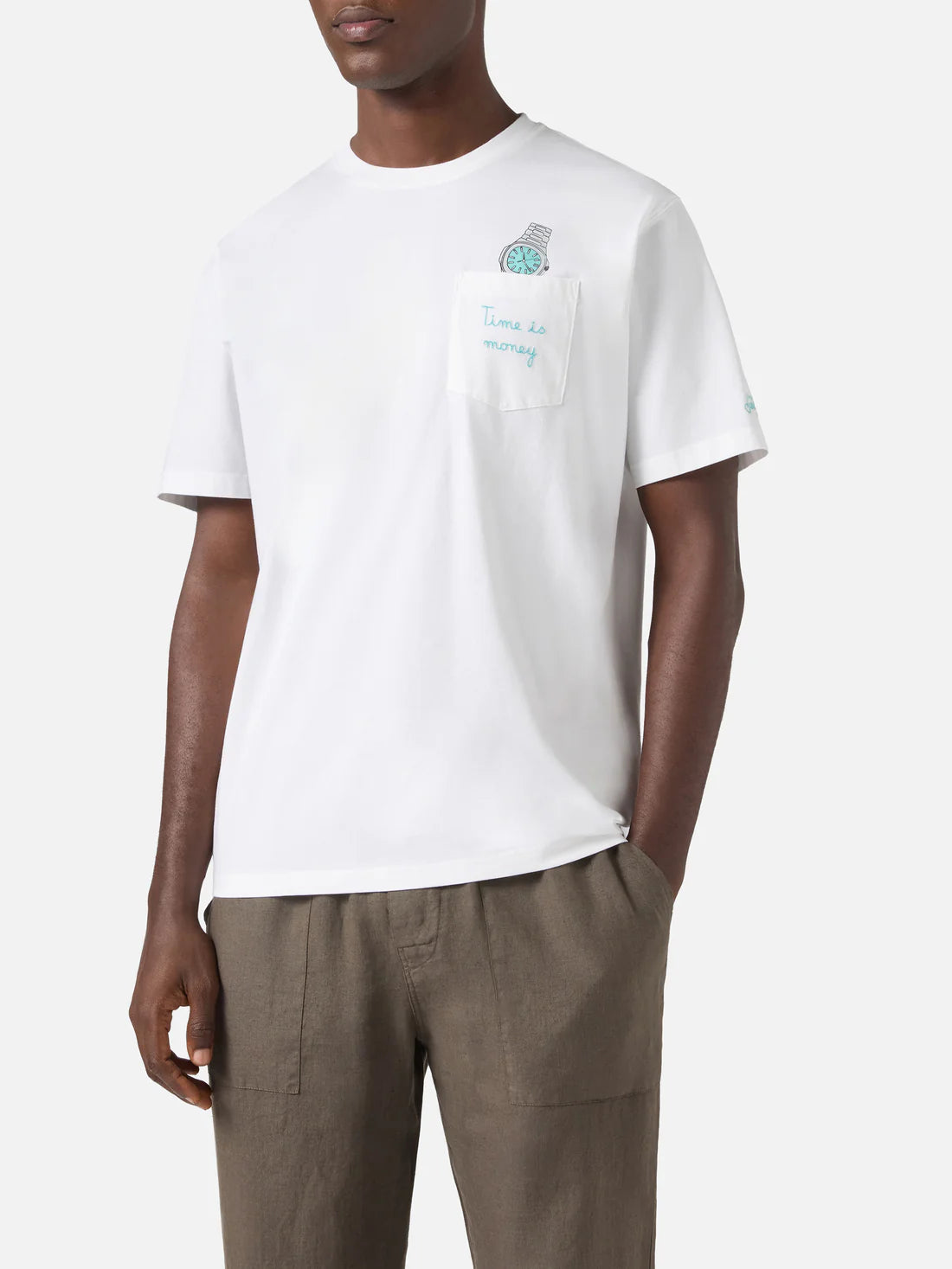 MC2 SAINT BARTH T-shirt Uomo  AUSTIN 04354L TIME IS MONEY 01N EMB gioboutiqueweb