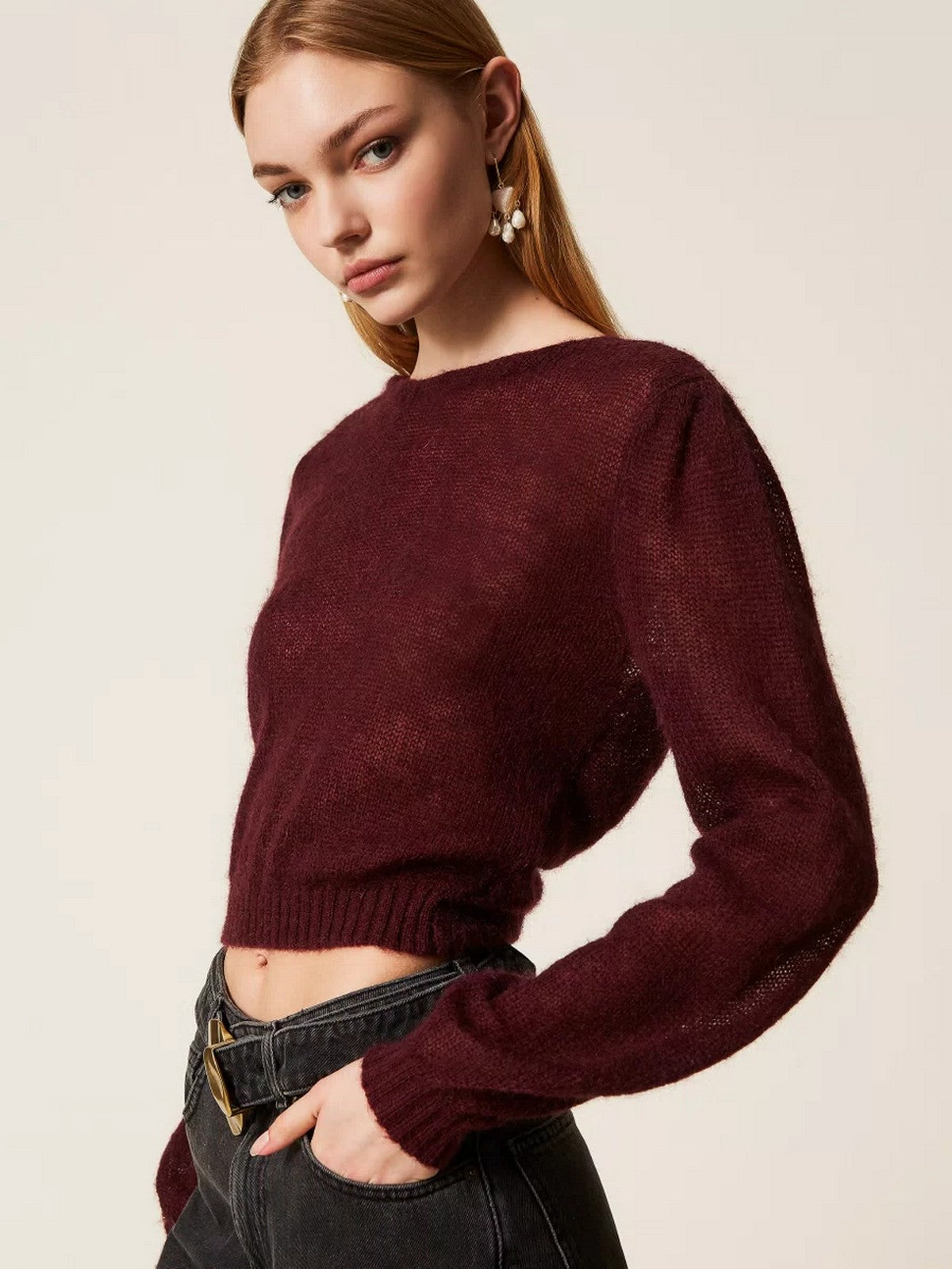 TWINSET Maglia Donna LIGHT MIX MOHAIR STITCHES 252TP3525 05609 WINETASTING