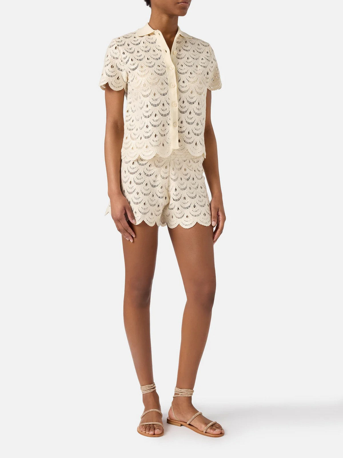 MC2 SAINT BARTH Polo Donna  MONET 01719L CROCHET SHELL PAILLETTES 10