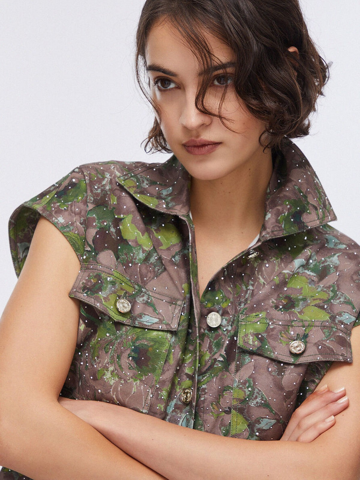 LIU JO WHITE Gilet Donna  WA6341T433A P9360 Dk.olive comouflower
