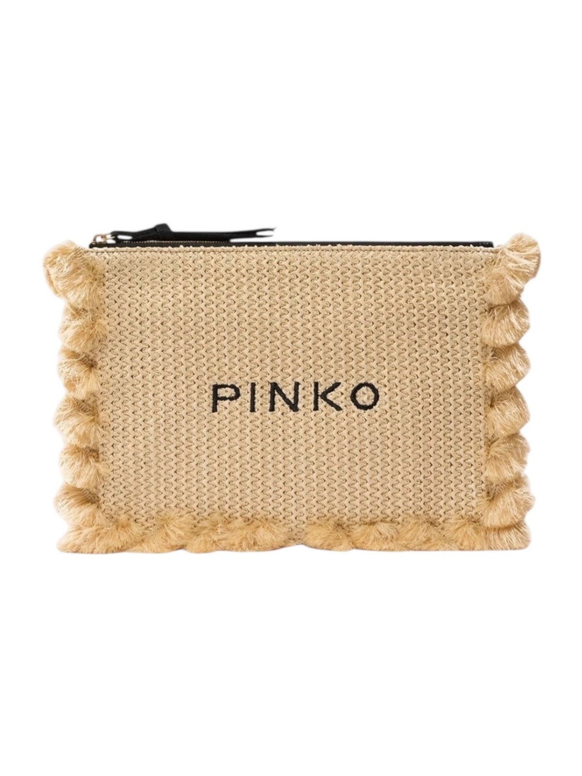PINKO Pochette Donna FLAT HANDLE RAFIA 106718-A39Y HZ3Q PAGLIA/NERO-ANTIQUE GOLD