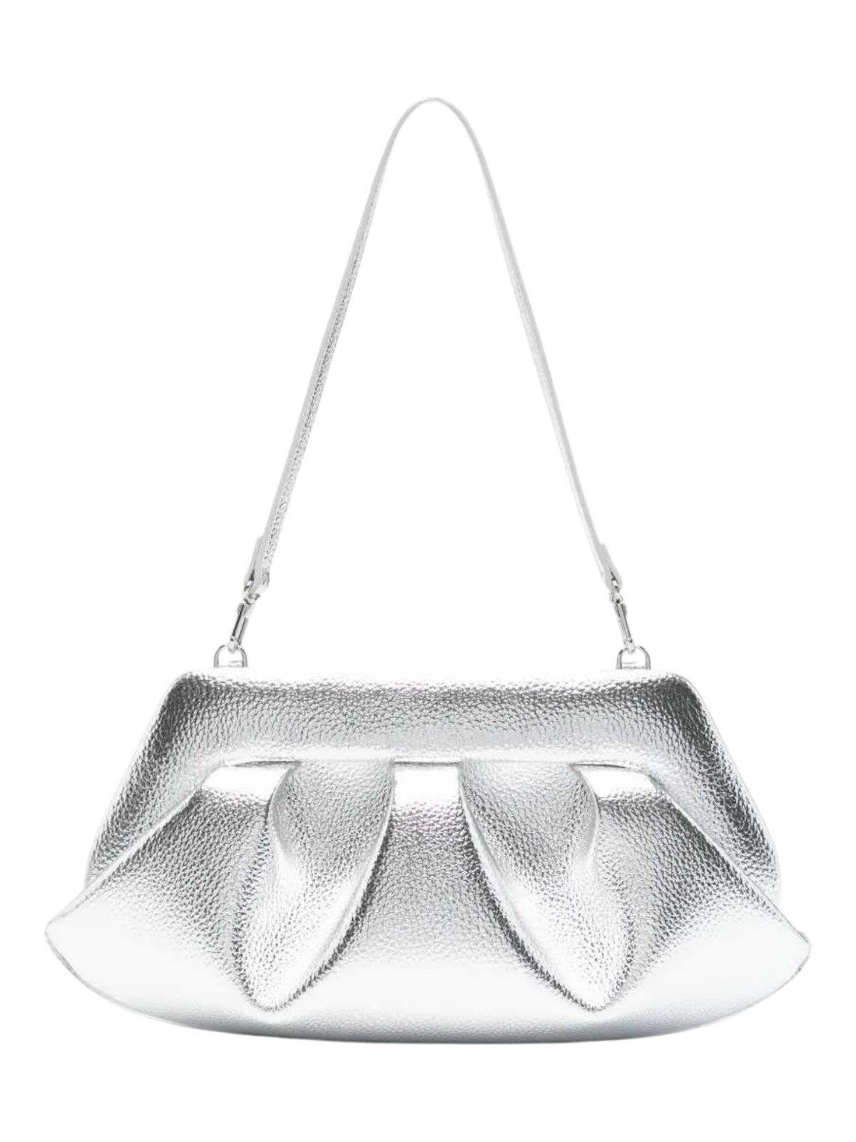 THEMOIRè Bios Baguette laminato vegan fabric bag silver eco-friendly design 