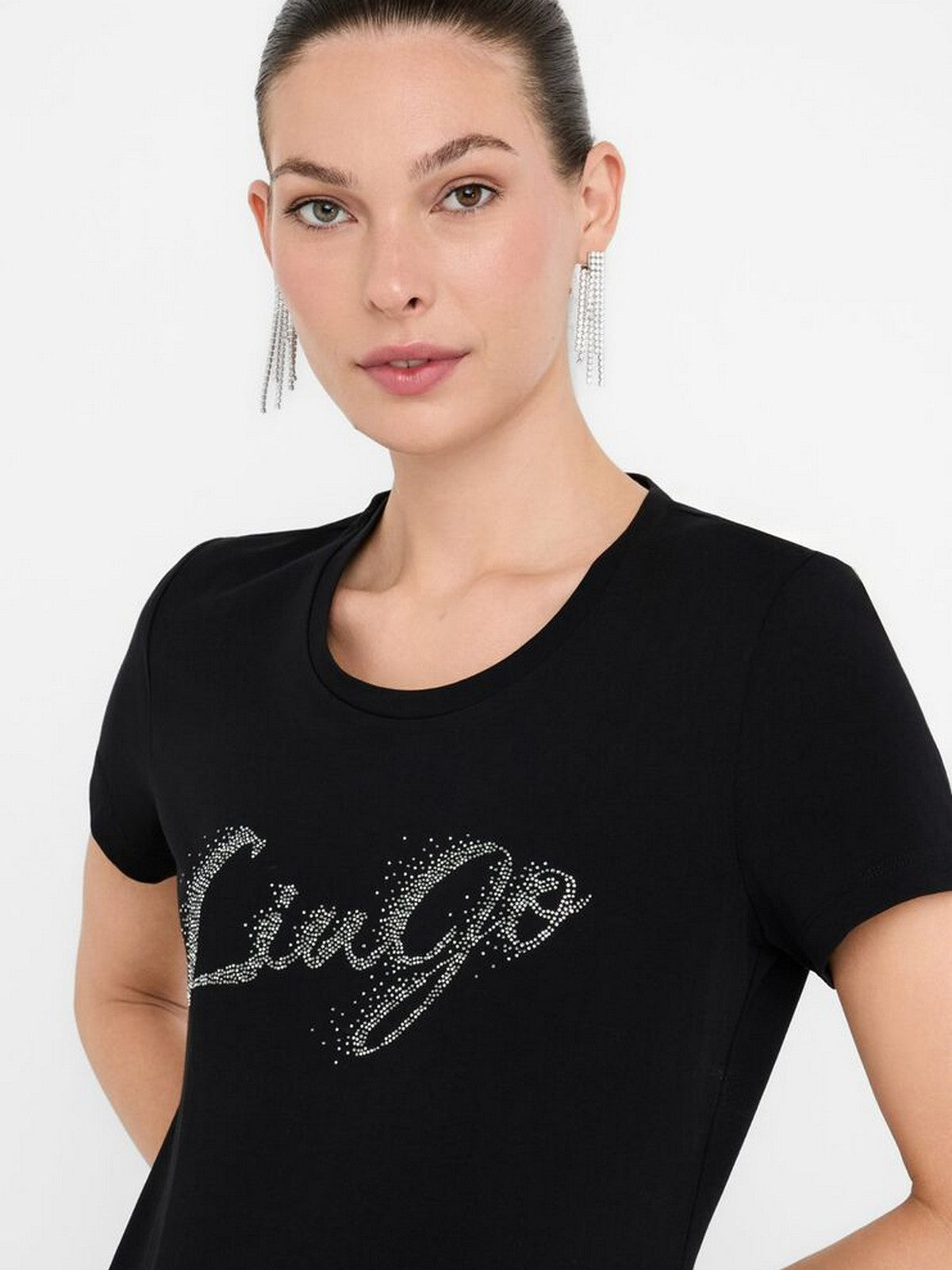 LIU JO BLUE DENIM T-shirt Donna  UF5266JS904 P9004 Nero fad.LiuJo silve