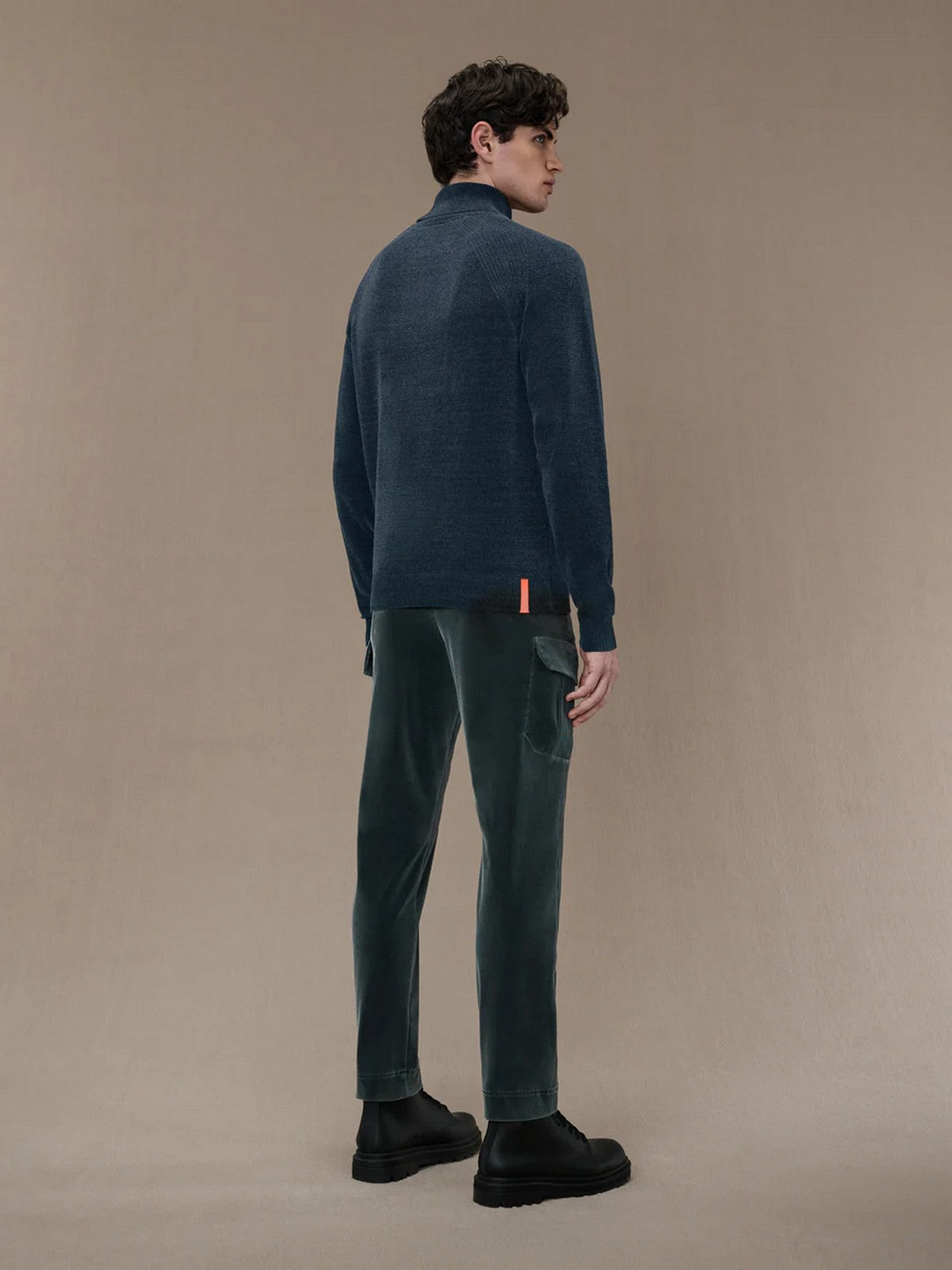 RRD Sweaten Dolcevita Man Velvet Turtleneck Knit W24133 62 Blue